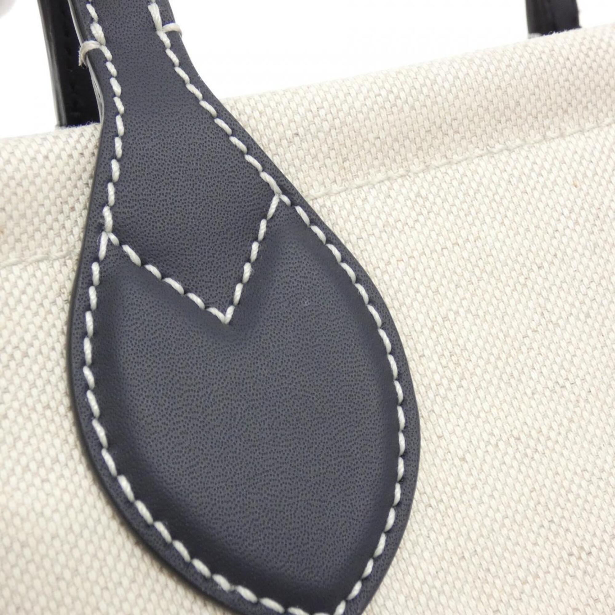 Gucci Beige Dark Blue Cotton Leather Handbag Pouch (Pre-Owned)