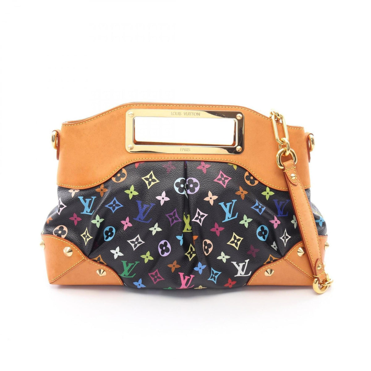 Louis Vuitton Black Noir Monogram Multicolore Coated Canvas Leather Handbag (Pre-Owned)