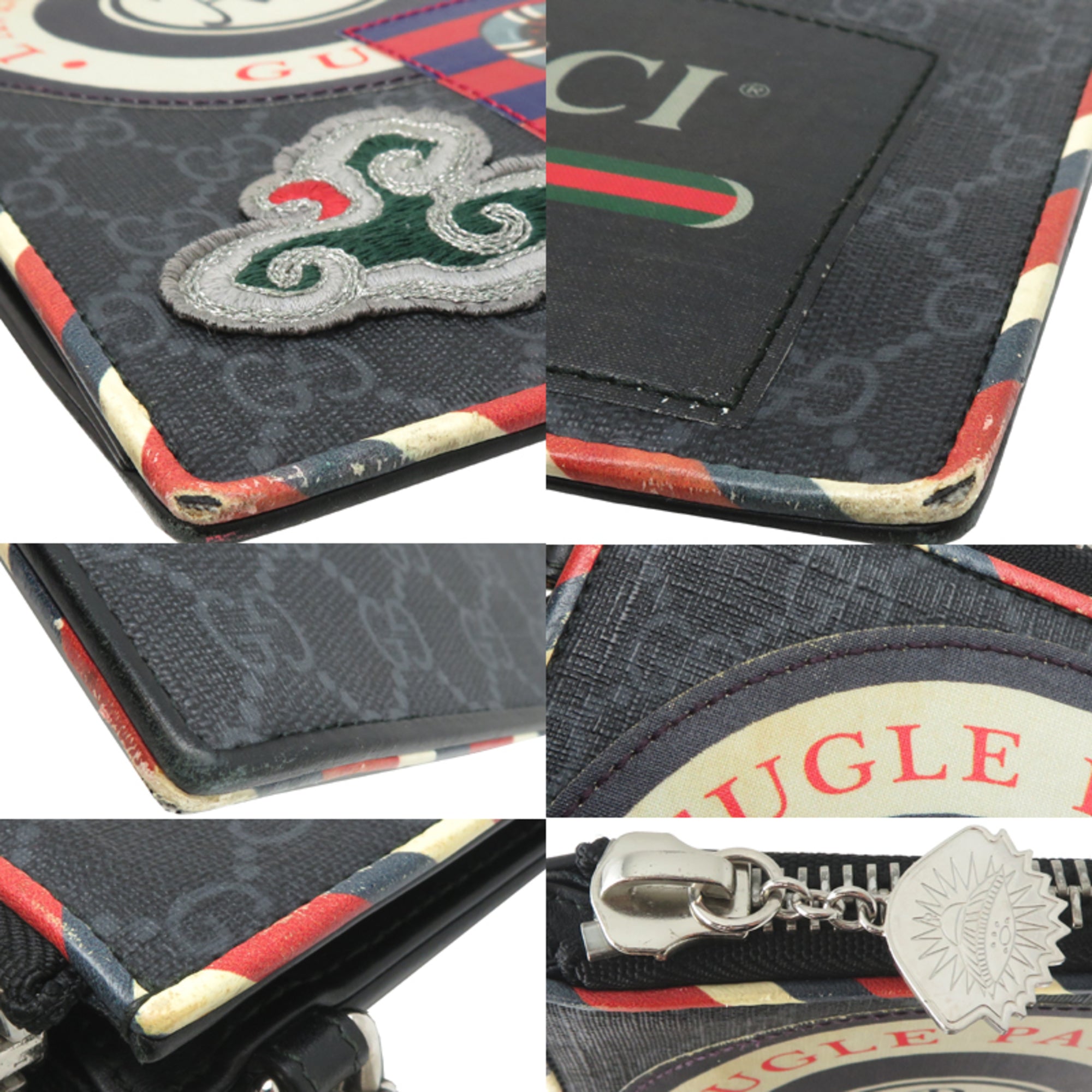 Gucci Black Gg Supreme Leather Pvc Clutch Bag (Pre-Owned)