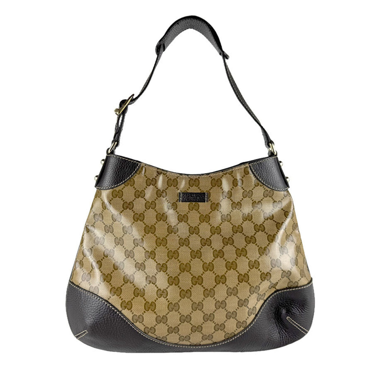 Gucci Brown Coated Canvas Leather Shoulder Bag (Pre-Owned)