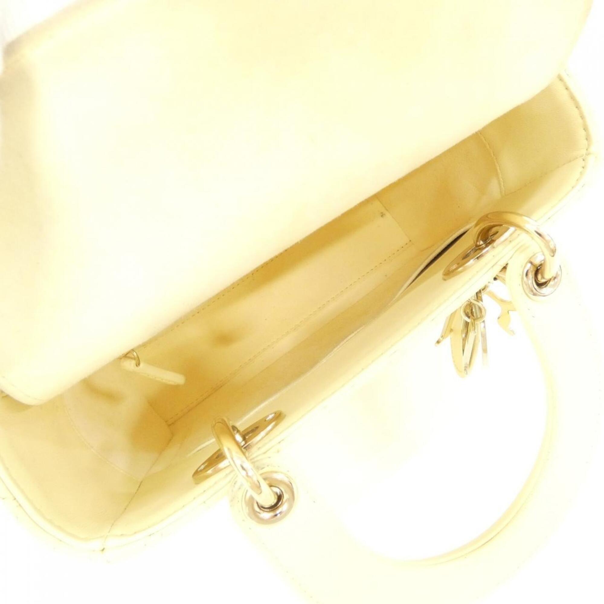 Christian Dior Lady Dior Pale Yellow Leather Handbag (Pre-Owned)