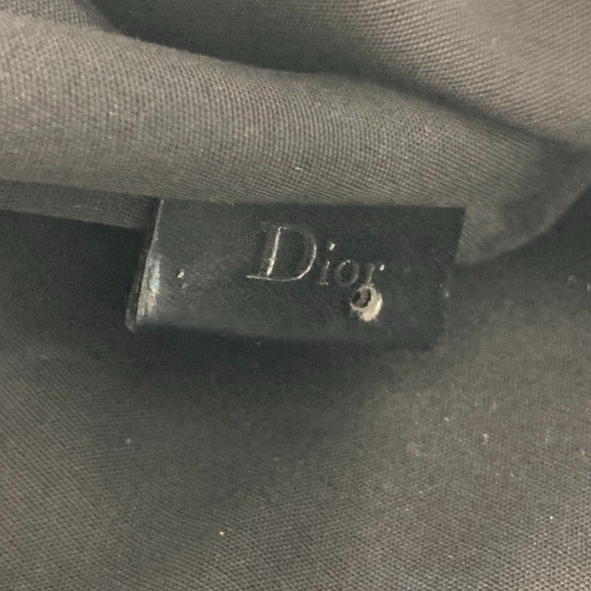 Christian Dior Black Leather Canvas Shoulder Bag Tote Bag (Pre-Owned)