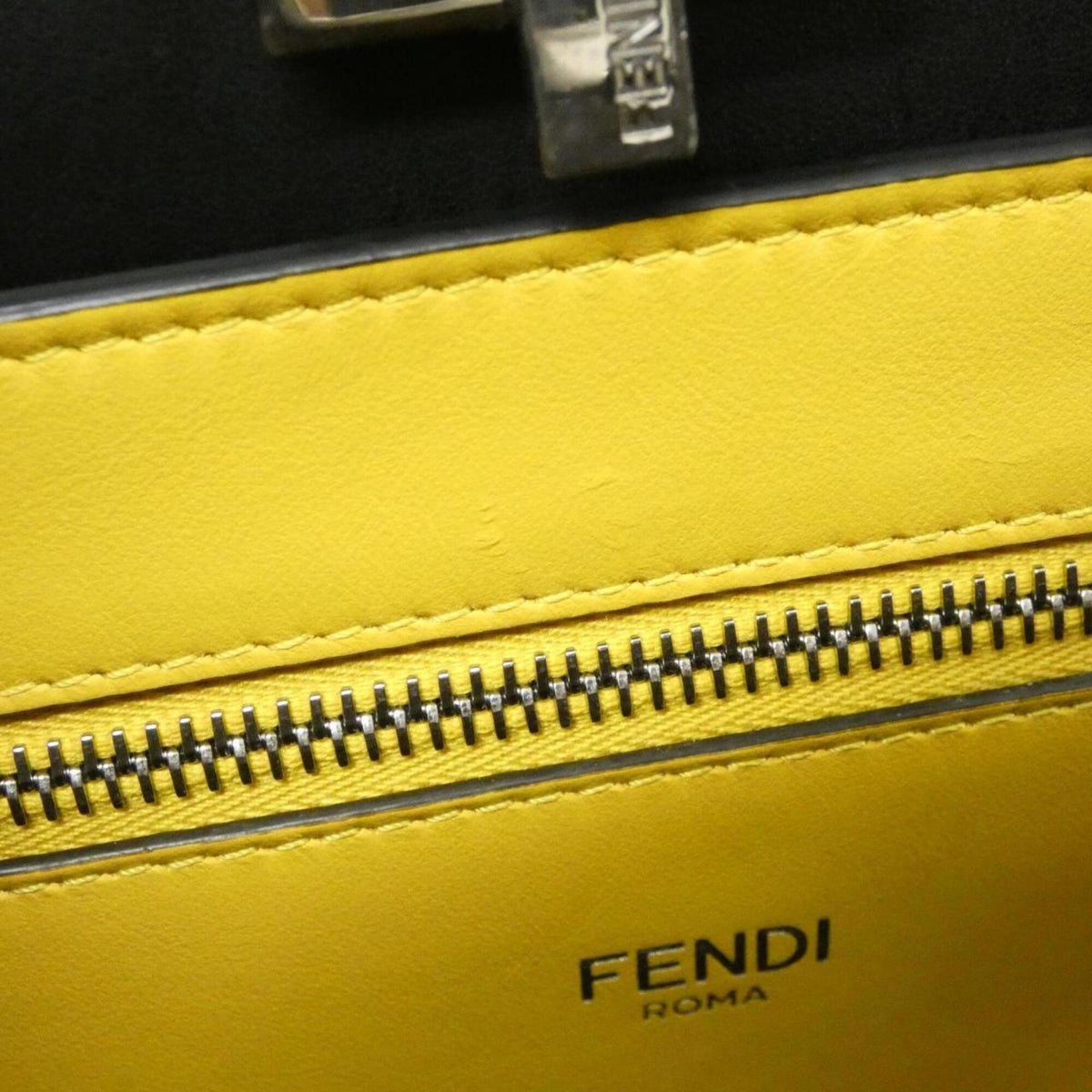 Fendi Black Leather Briefcase Handbag (Pre-Owned)