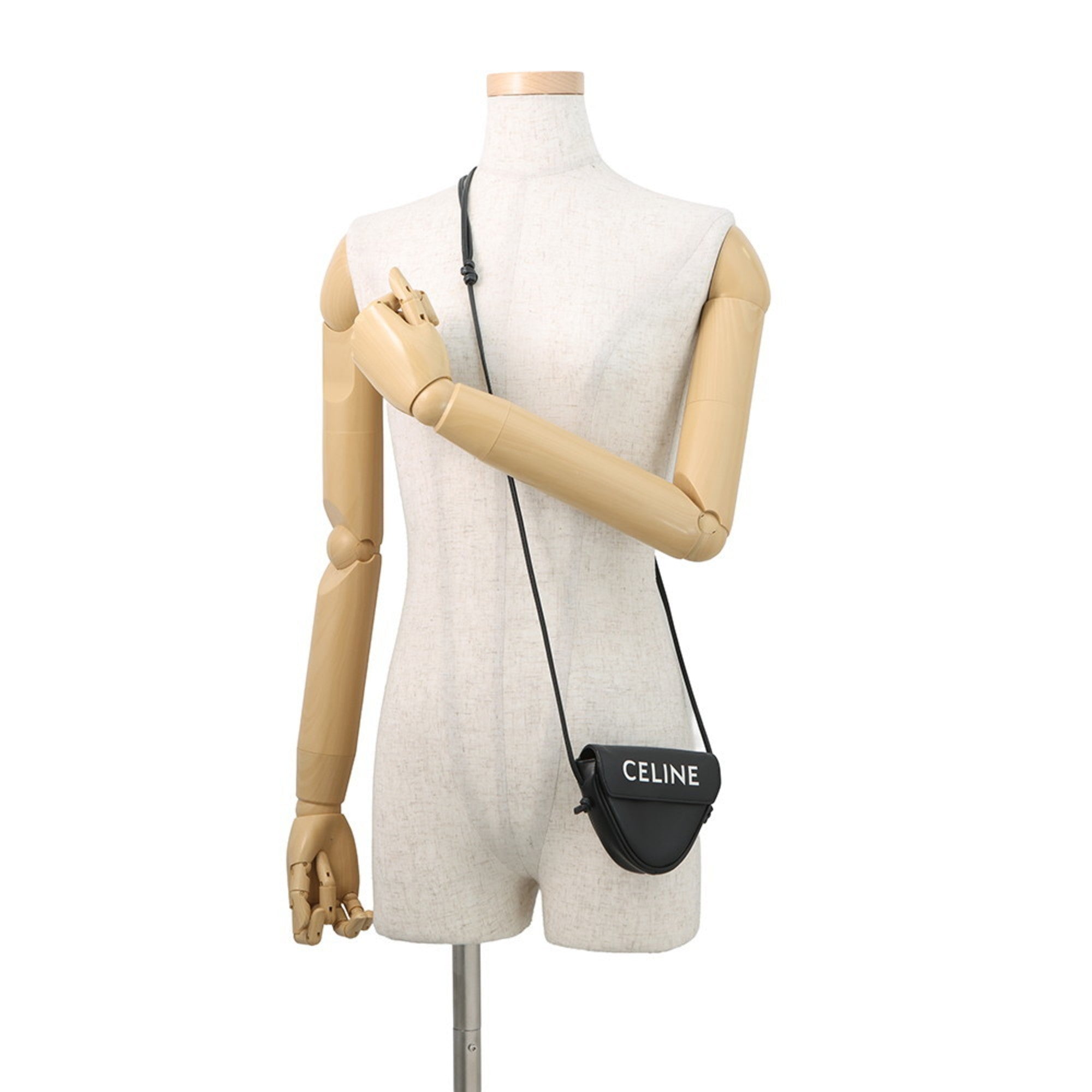 Celine Black Leather Handbag Pochette Shoulder Bag (Pre-Owned)