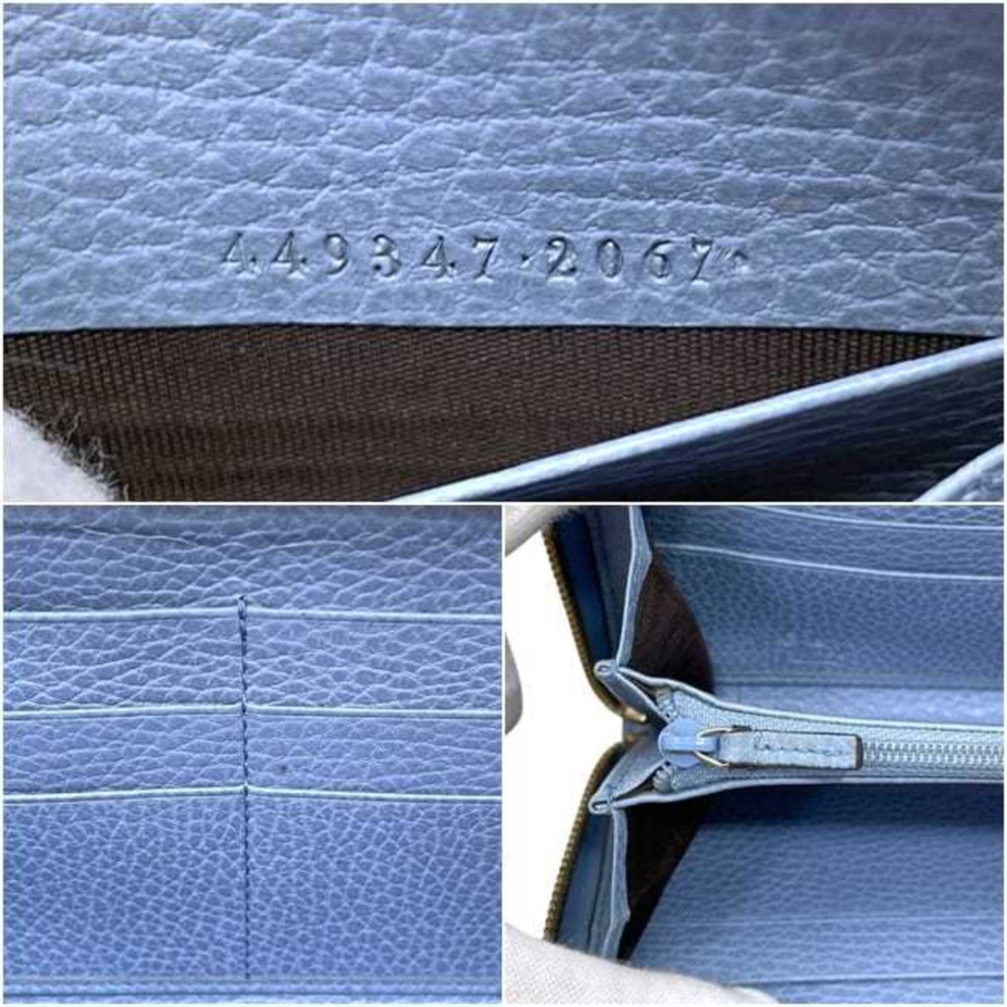 Gucci Light Blue Leather Long Wallet (Bi-Fold) (Pre-Owned)