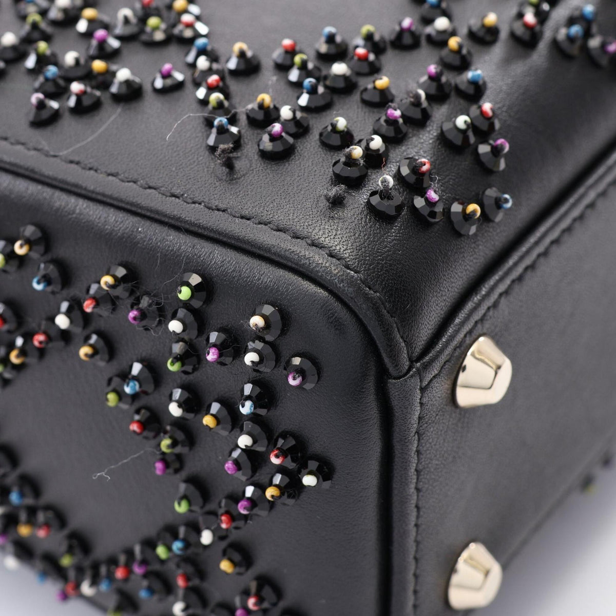 Christian Dior Lady Dior Black Multi-Color Leather Handbag (Pre-Owned)