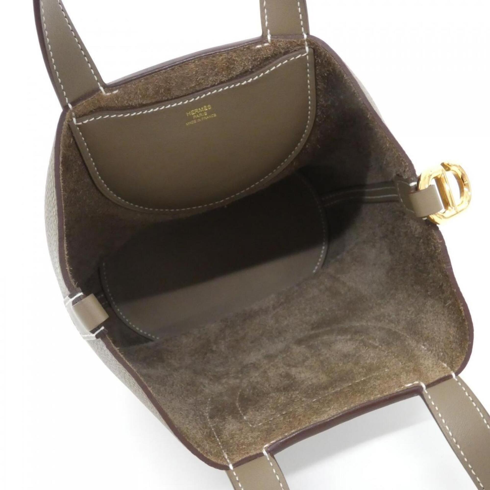 Hermes Etoupe Gray Taurillon Clemence Leather Swift Leather Handbag (Pre-Owned)