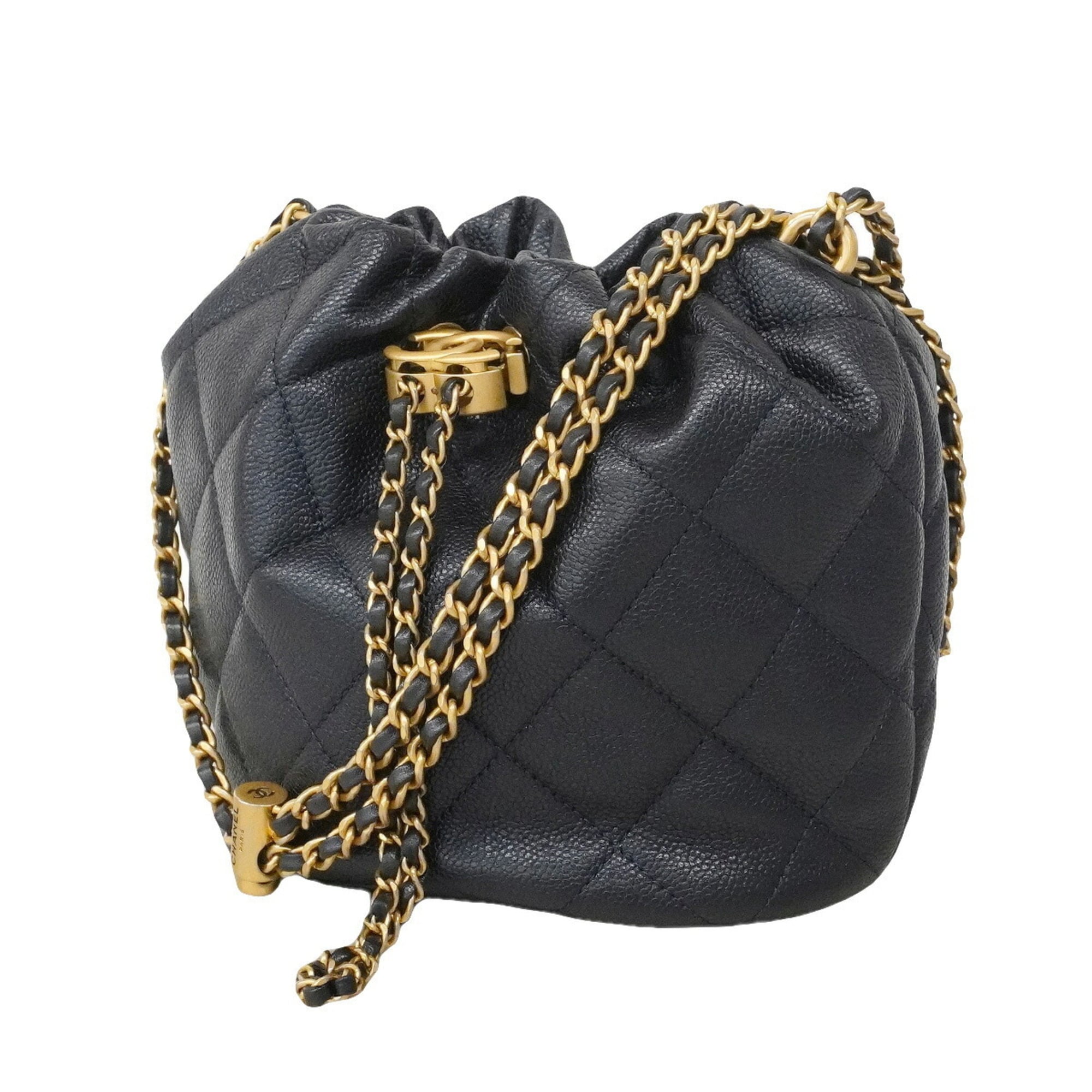 Chanel Navy Grained Calfskin Handbag (Pre-Owned)
