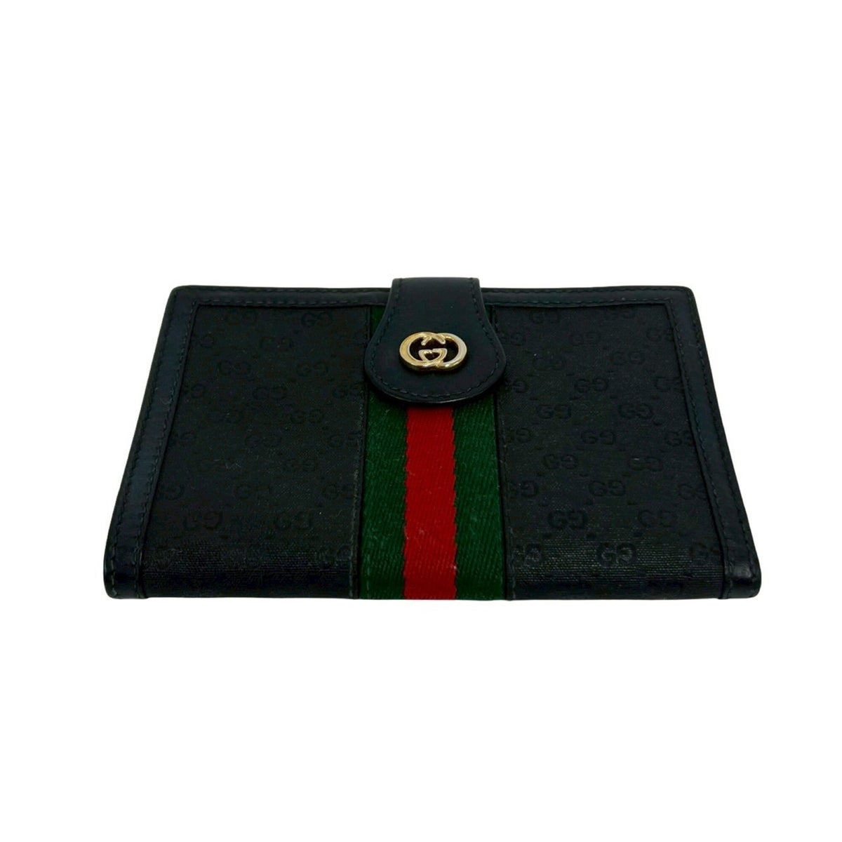 Gucci Black Green Red Color Pvc Leather Wallet (Bi-Fold) (Pre-Owned)