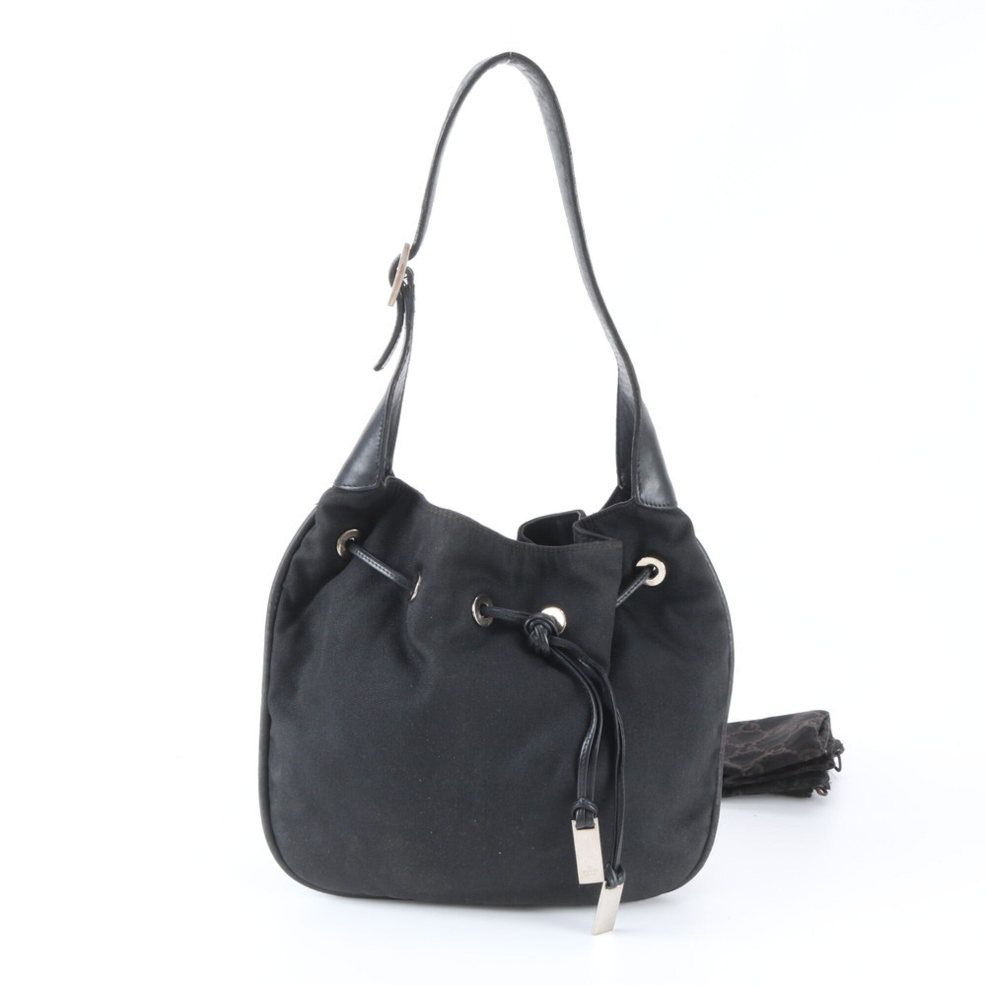 Gucci Black Leather Nylon Shoulder Bag (Pre-Owned)