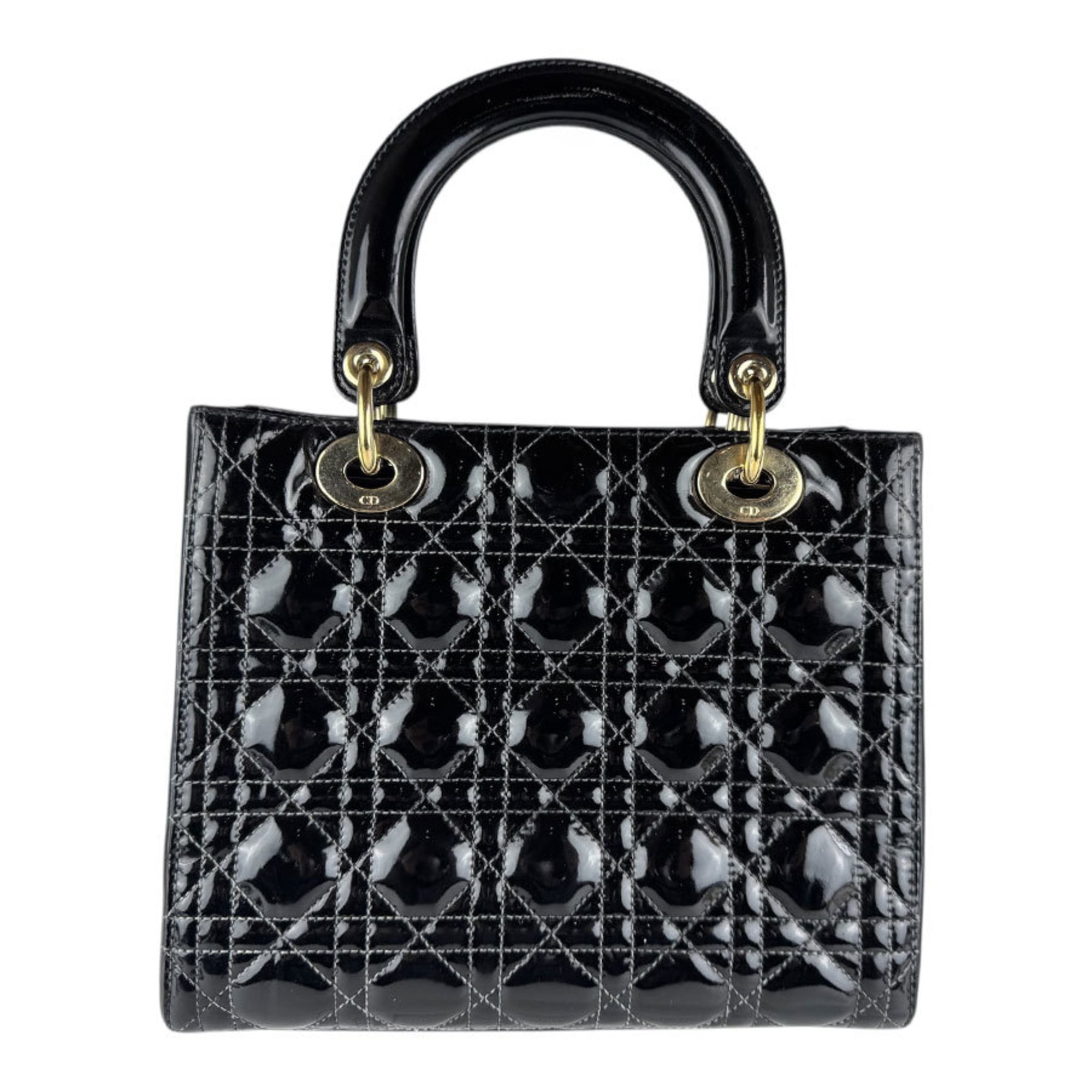 Christian Dior Black Patent Leather Handbag Shoulder Bag (Pre-Owned)