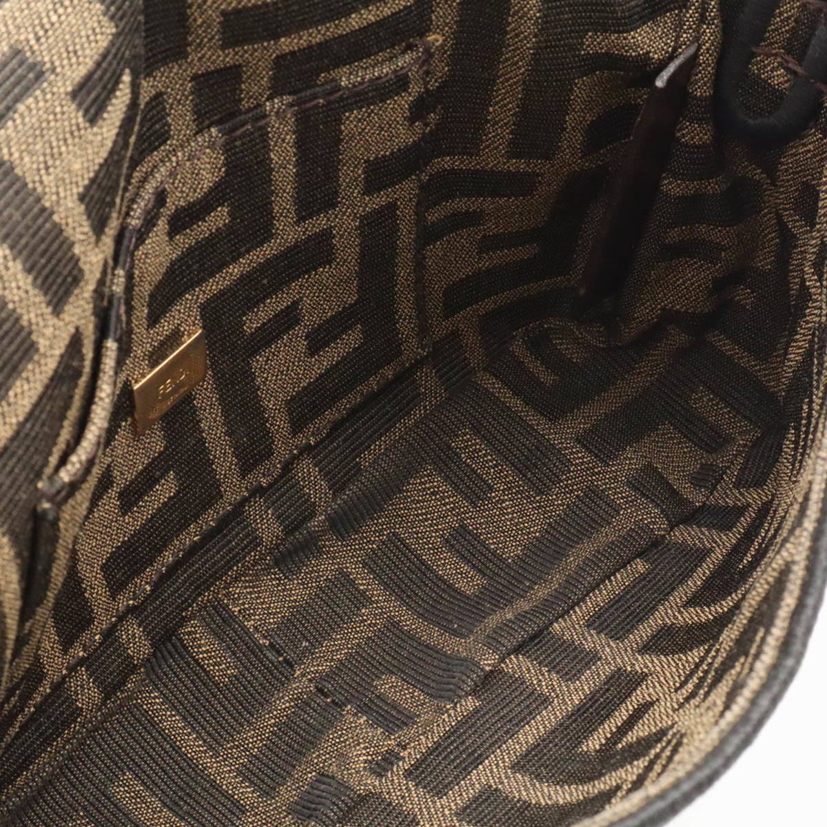 Fendi Black Khaki Brown Leather Handbag Shoulder Bag (Pre-Owned)