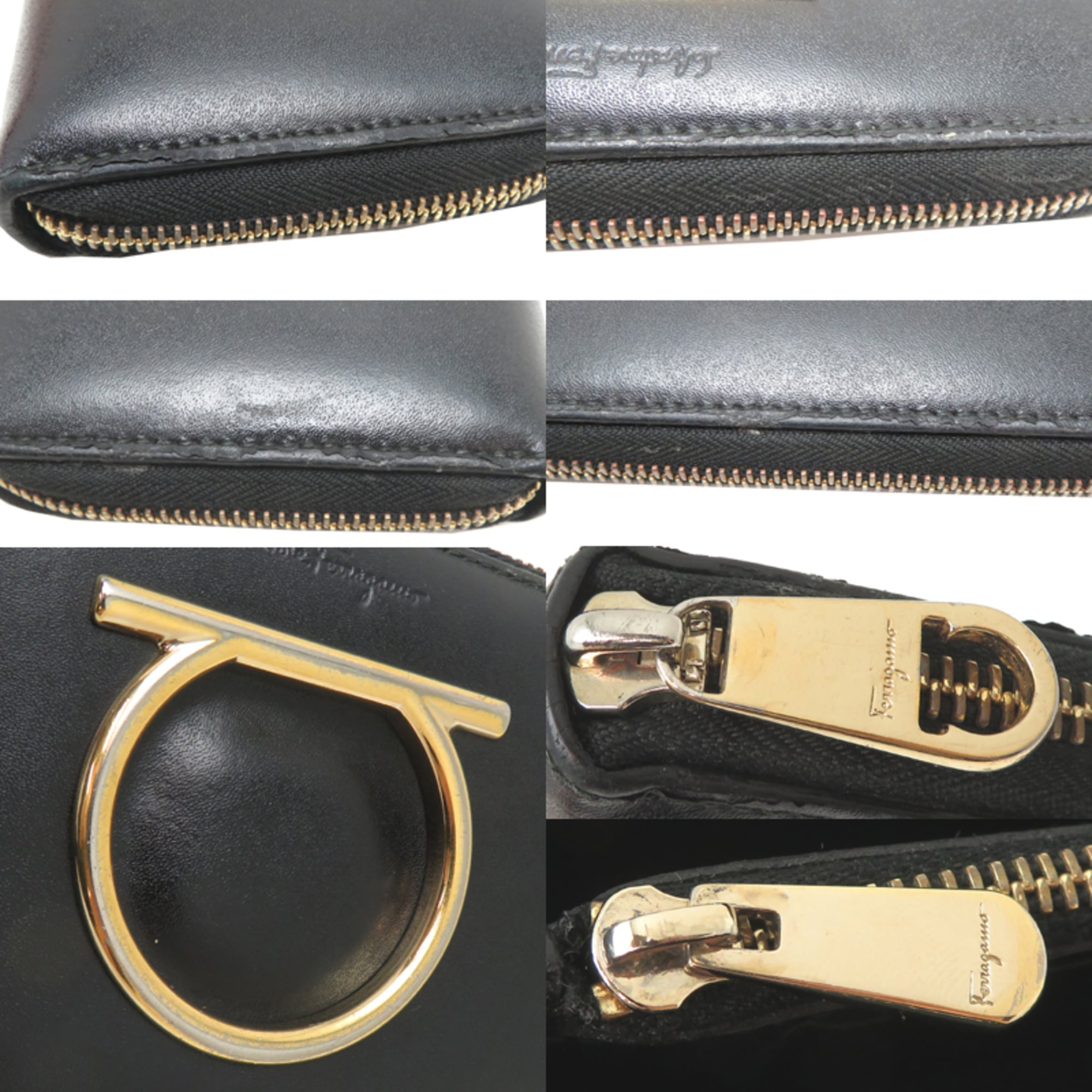 Salvatore Ferragamo Black Leather Long Wallet (Bi-Fold) (Pre-Owned)