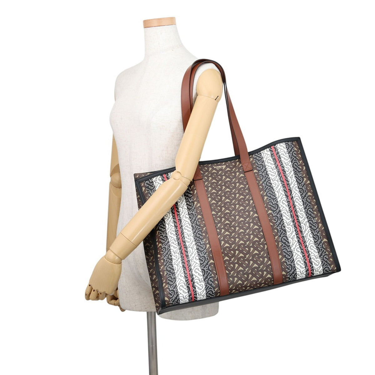 Burberry Brown Multi-Color Leather Pvc Handbag Tote Bag (Pre-Owned)