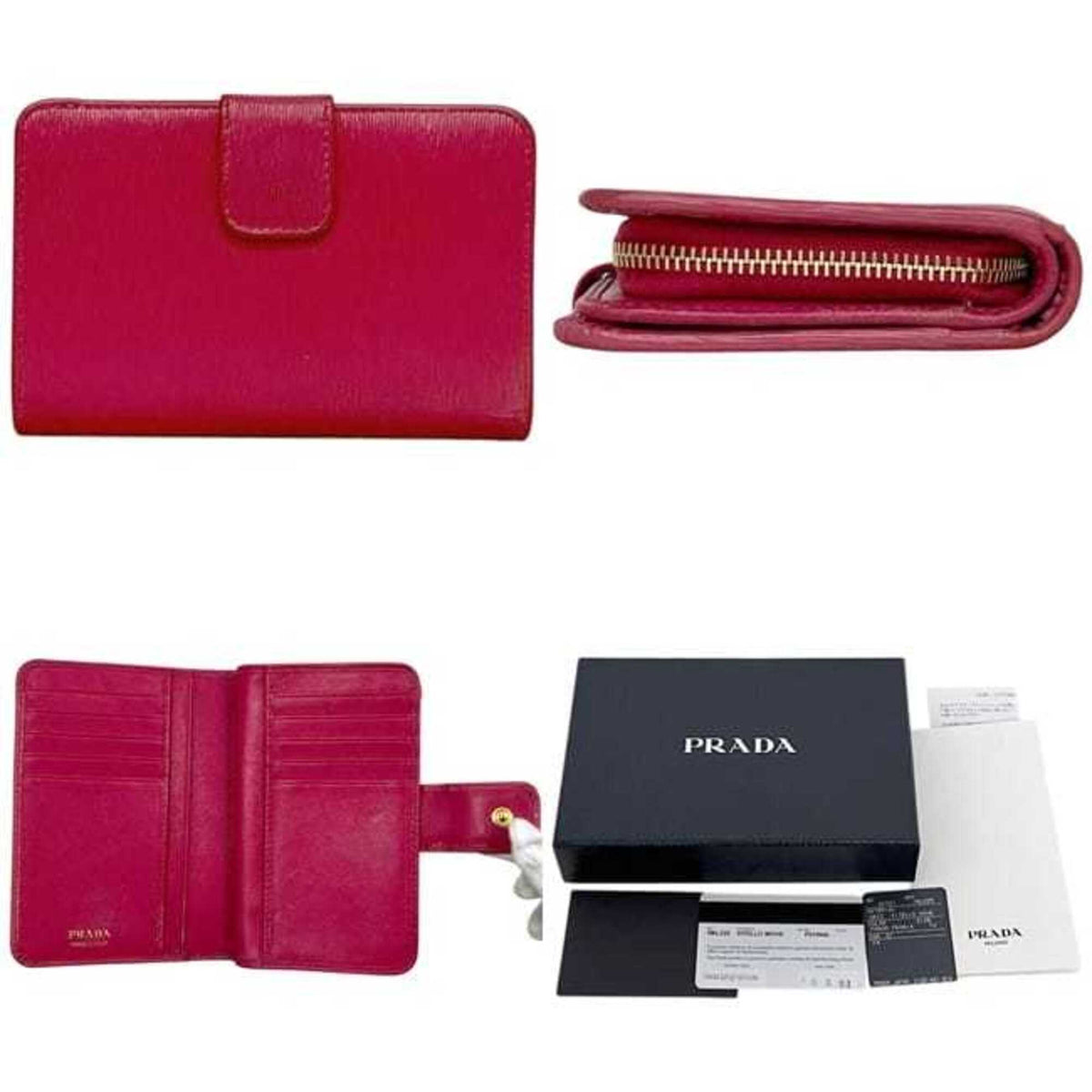 Prada Peonia Pink Leather Wallet (Bi-Fold) (Pre-Owned)