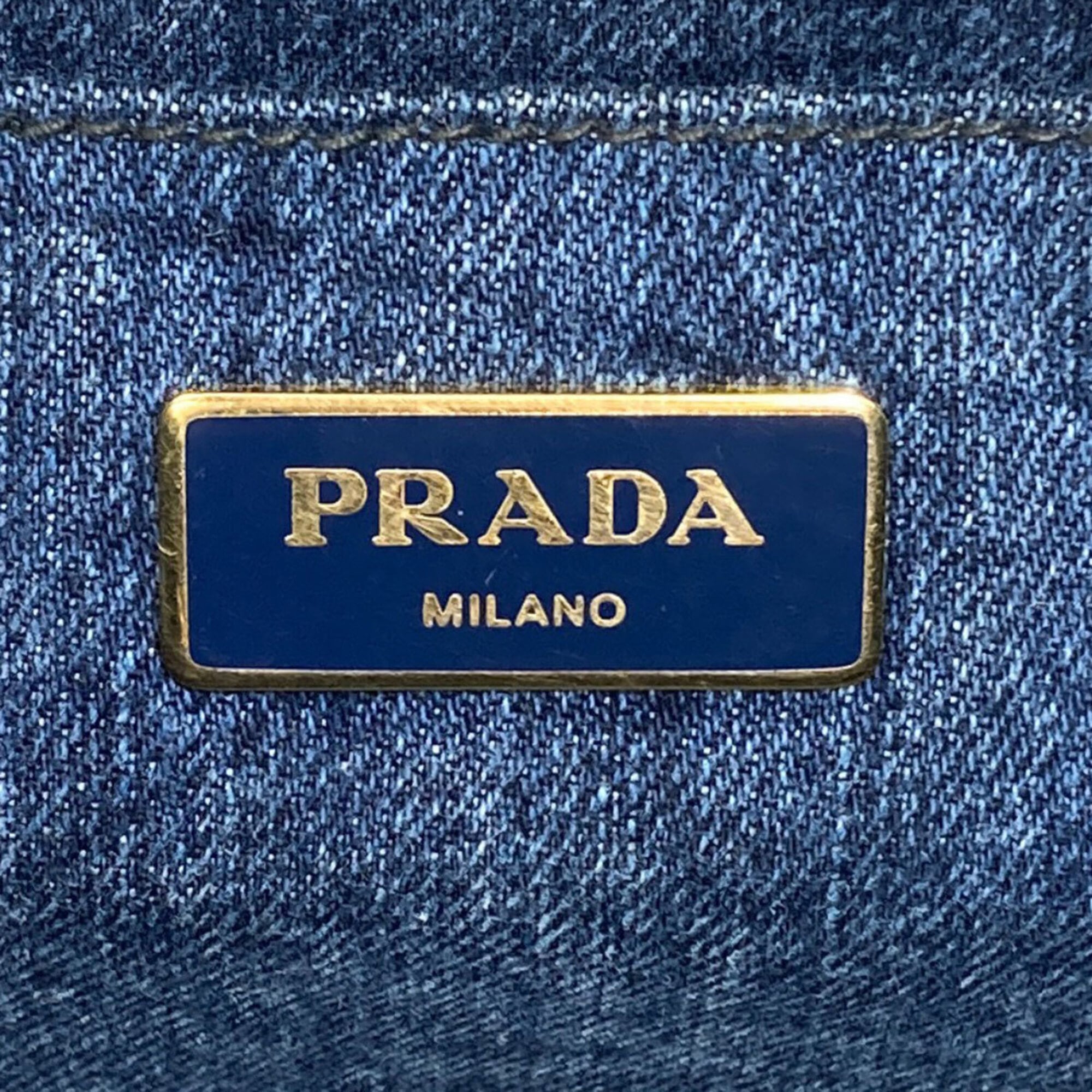 Prada Canapa Blue Denim Tote Bag (Pre-Owned)