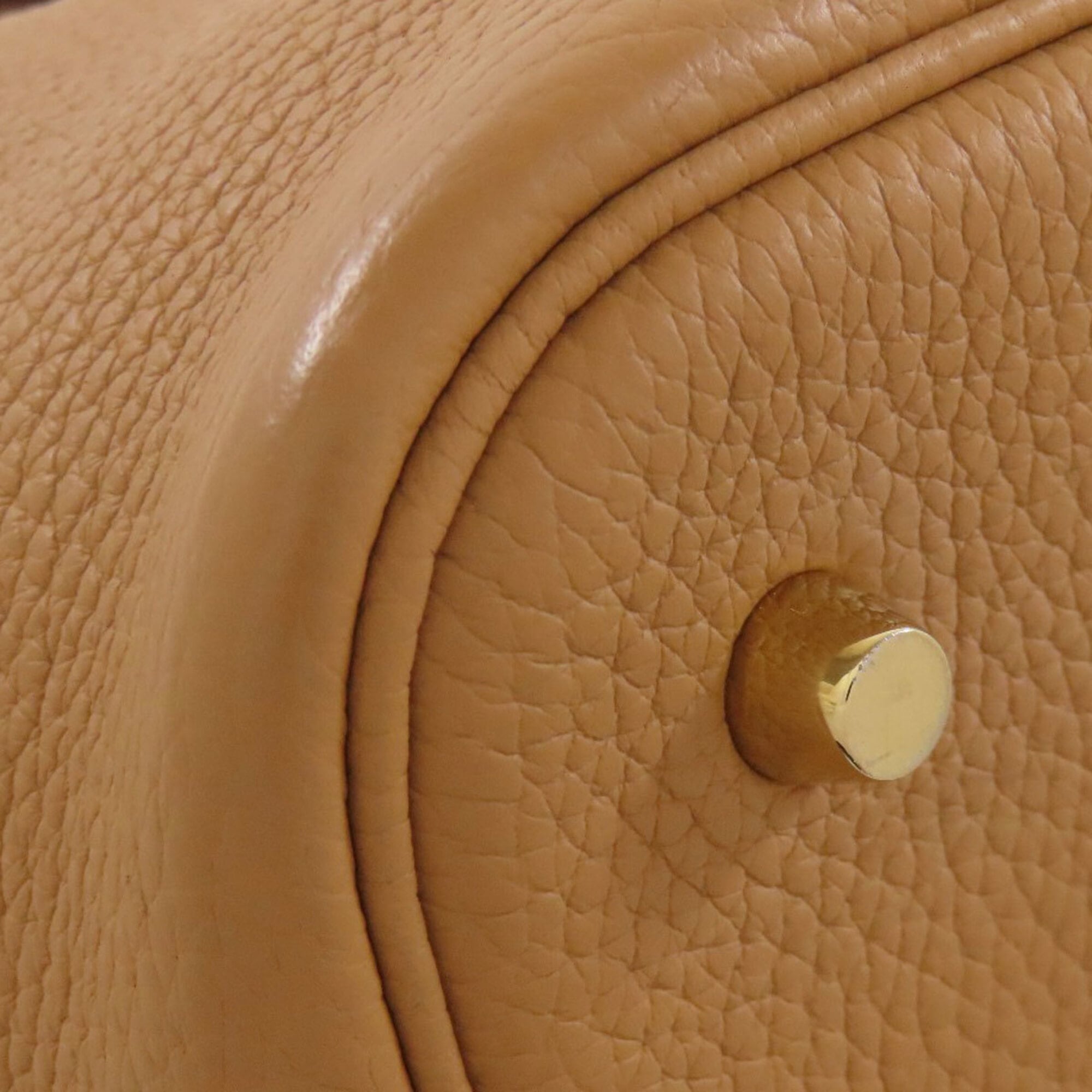 Hermes Camel Taurillon Clemence Leather Handbag (Pre-Owned)