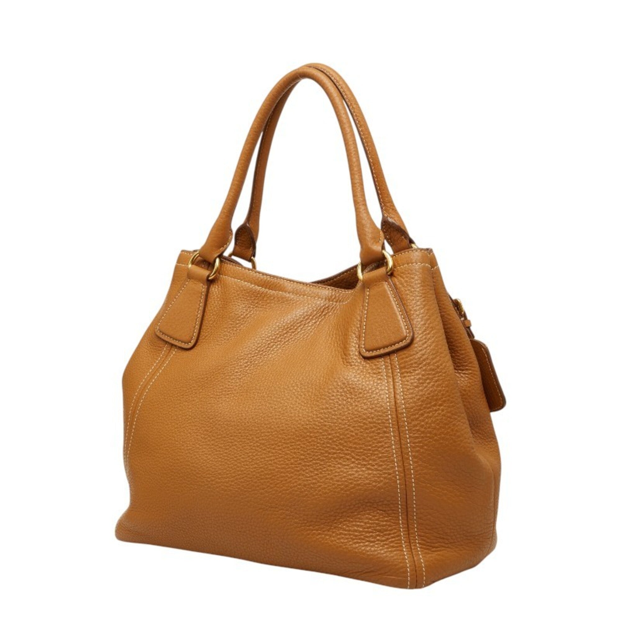 Prada Camel Leather Shoulder Bag Tote Bag (Pre-Owned)