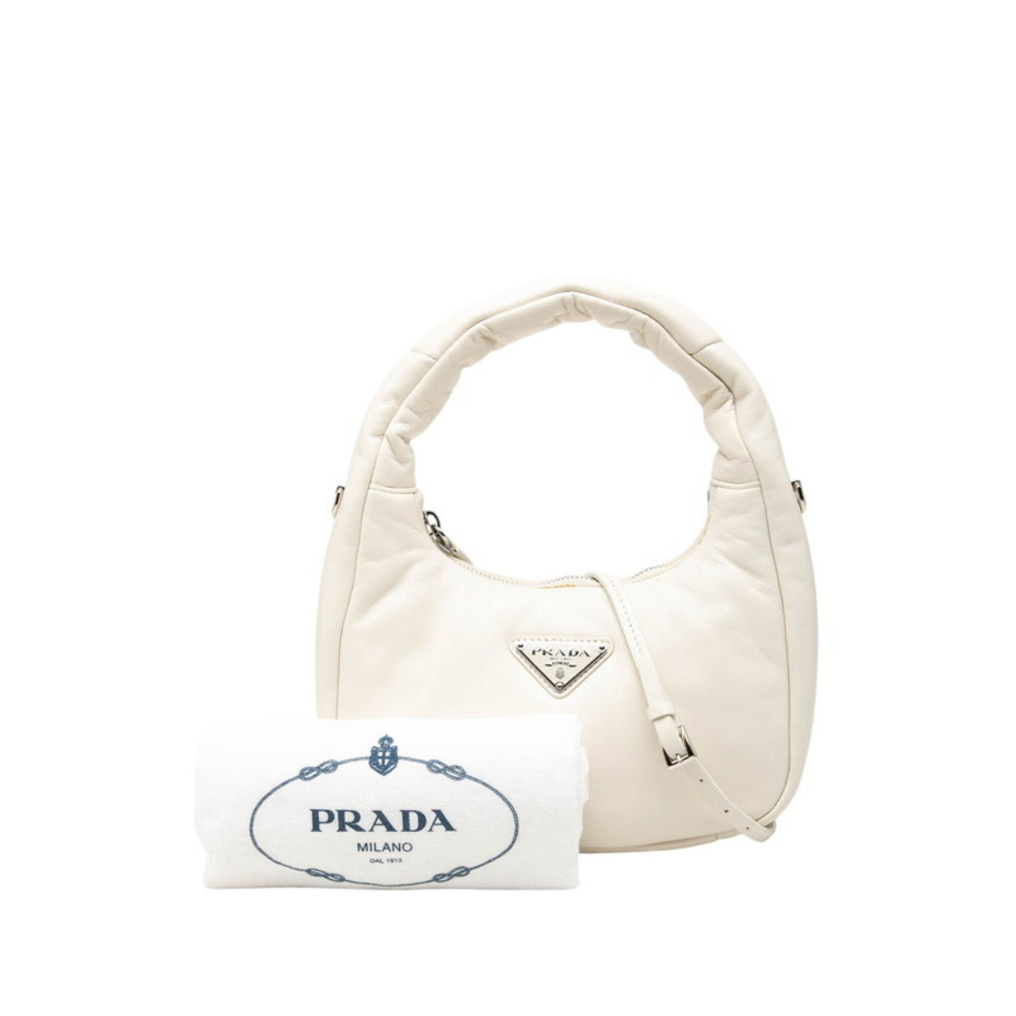 Prada White Leather Handbag Shoulder Bag (Pre-Owned)
