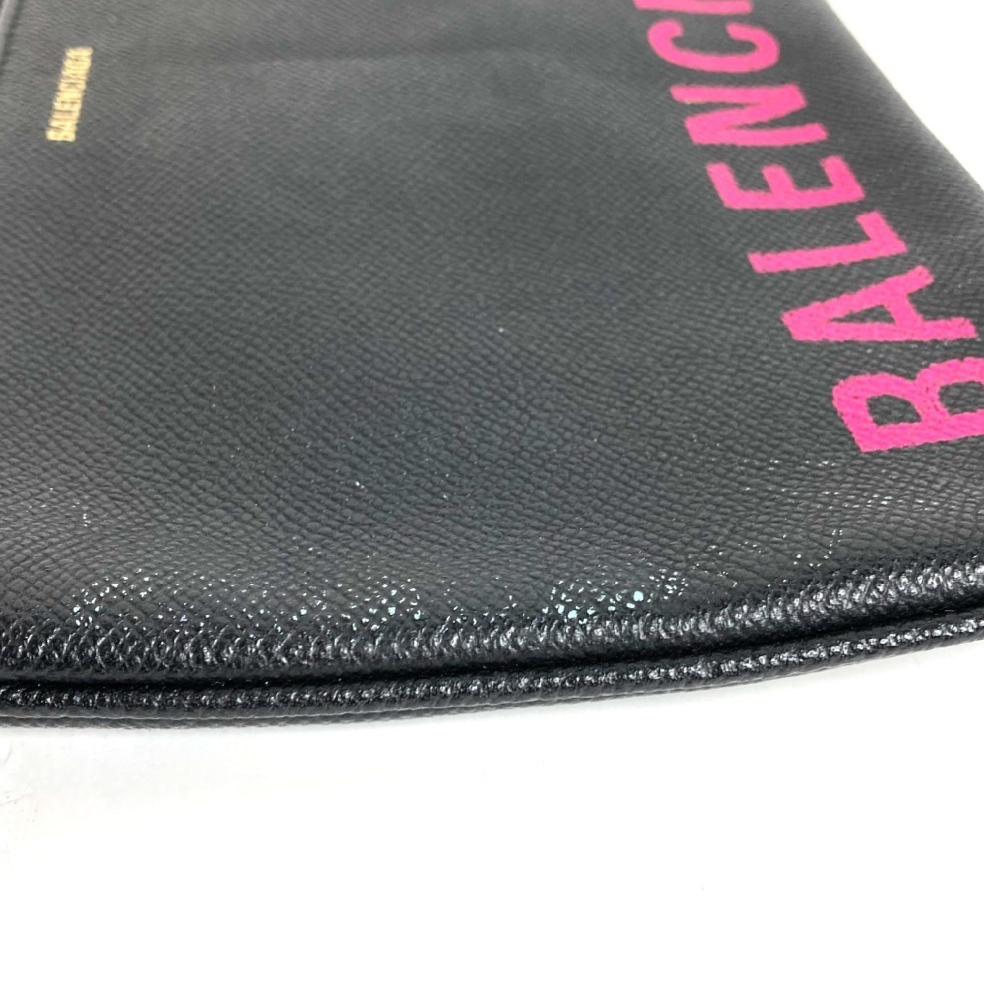 Balenciaga Black Pink Leather Clutch Bag Handbag (Pre-Owned)