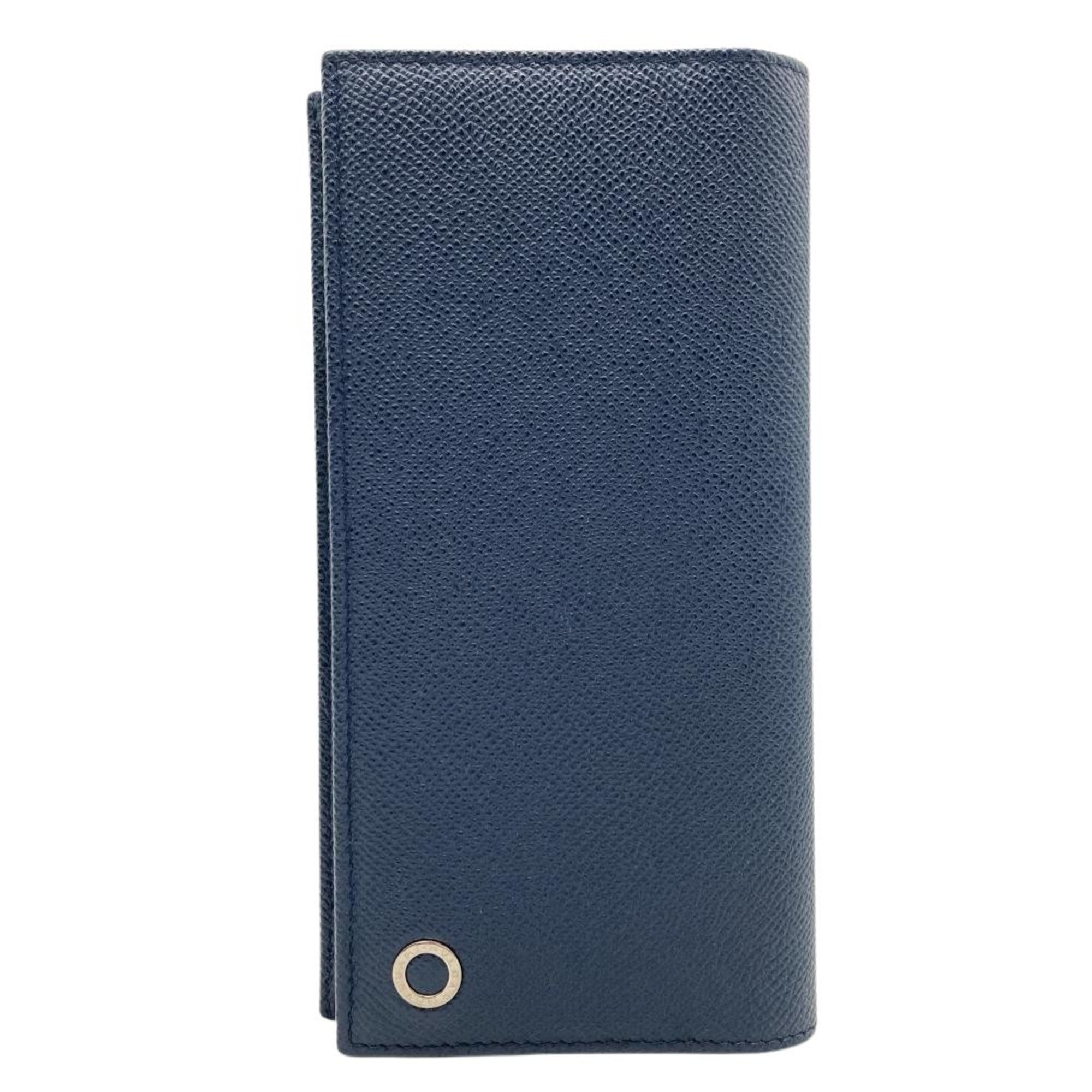 Bvlgari Navy Leather Coin Purse/Coin Case (Pre-Owned)