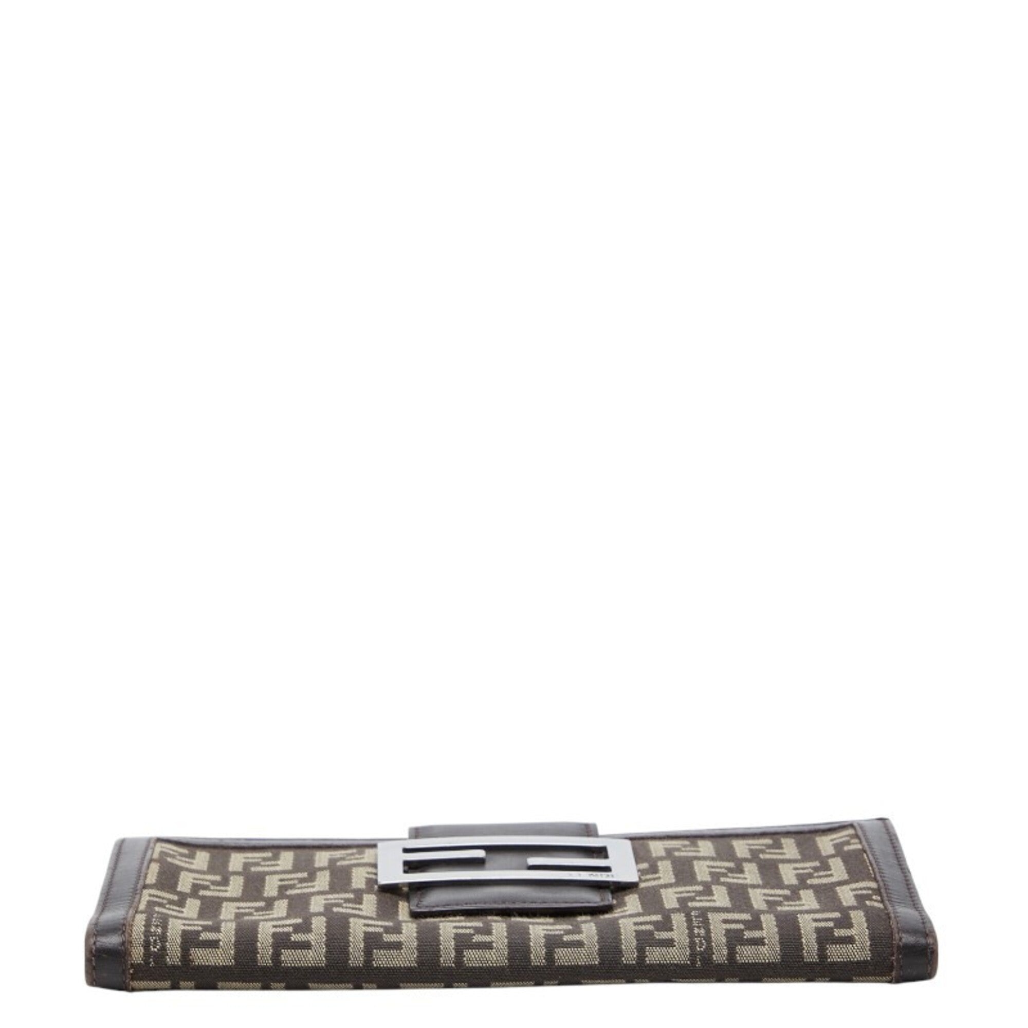 Fendi Brown Canvas Leather Long Wallet (Bi-Fold) (Pre-Owned)