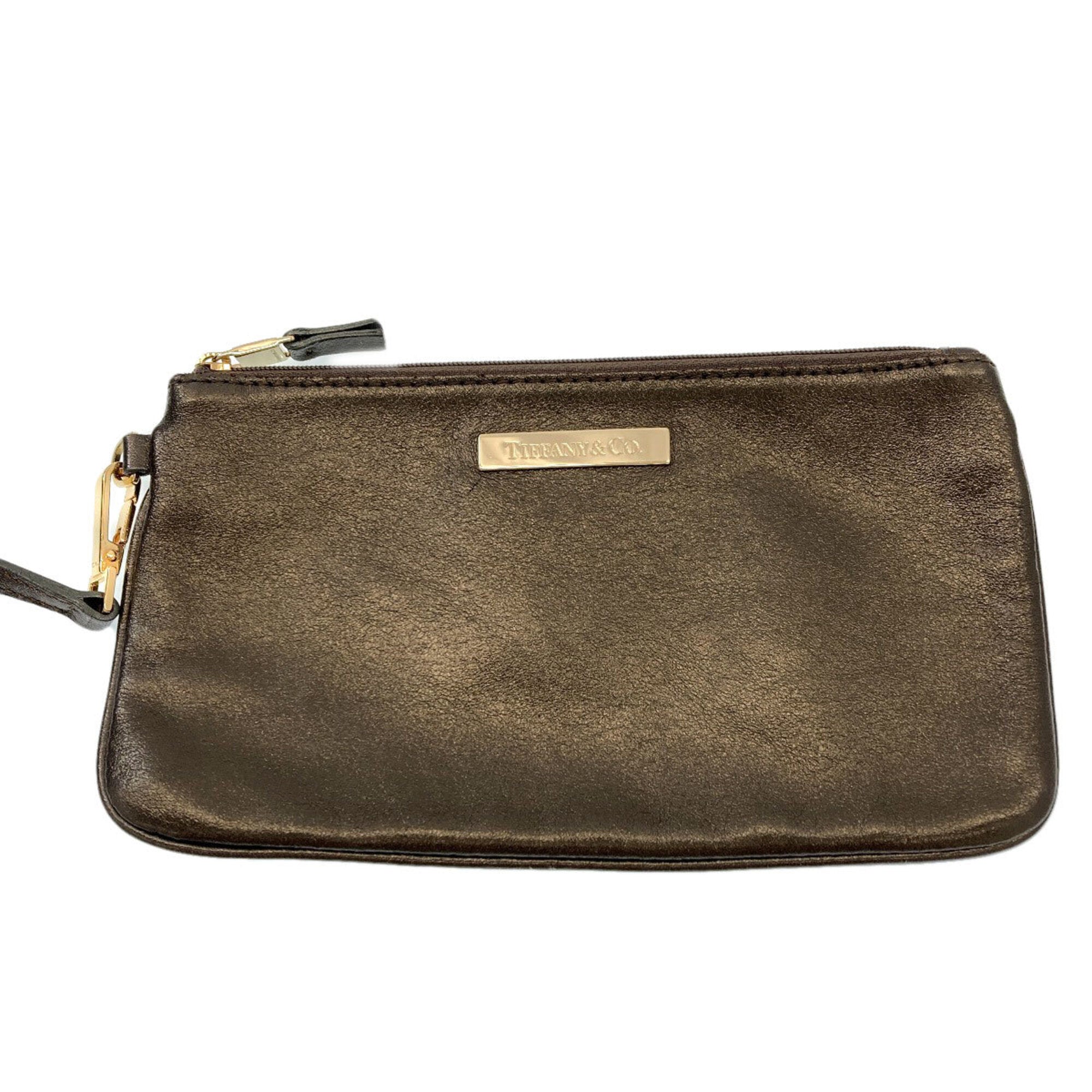 Tiffany Bronze Leather Pouch Tote Bag (Pre-Owned)