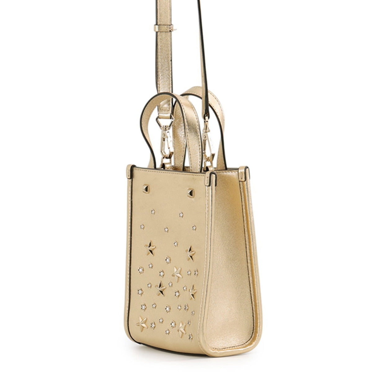 Jimmy Choo Gold Rhinestone Leather Handbag (Pre-Owned)
