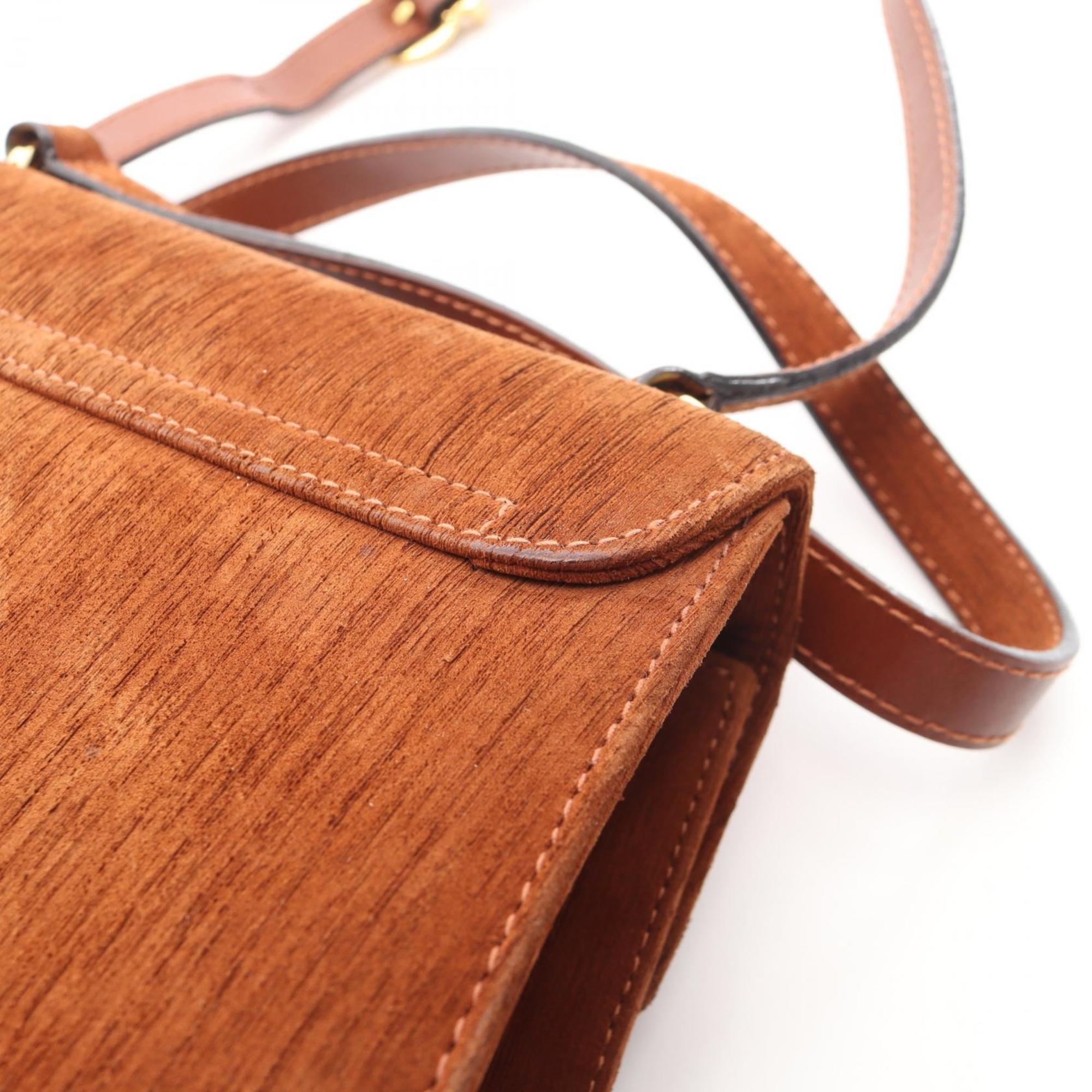 Salvatore Ferragamo Brown Suede Handbag Shoulder Bag (Pre-Owned)