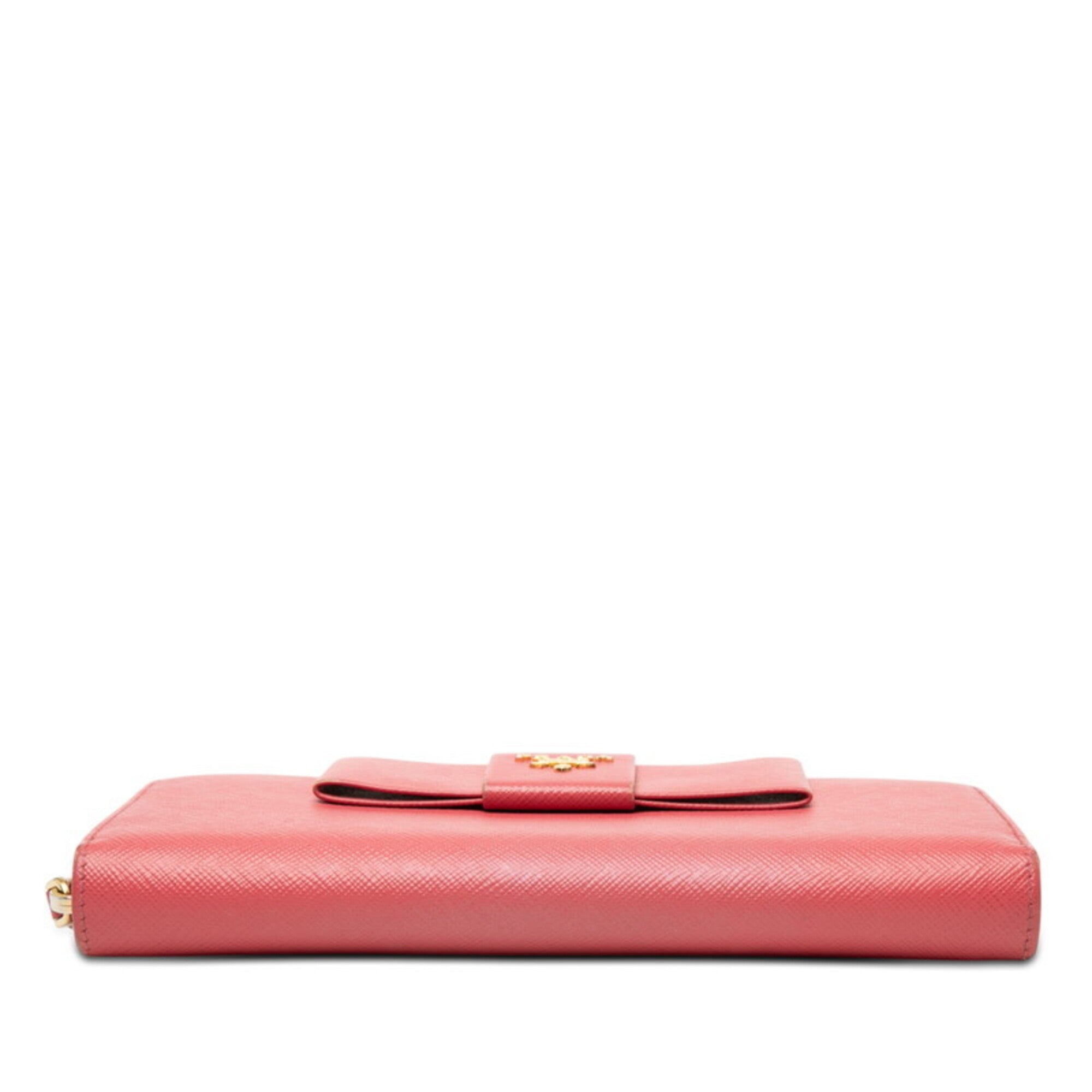 Prada Pink Leather Long Wallet (Bi-Fold) (Pre-Owned)