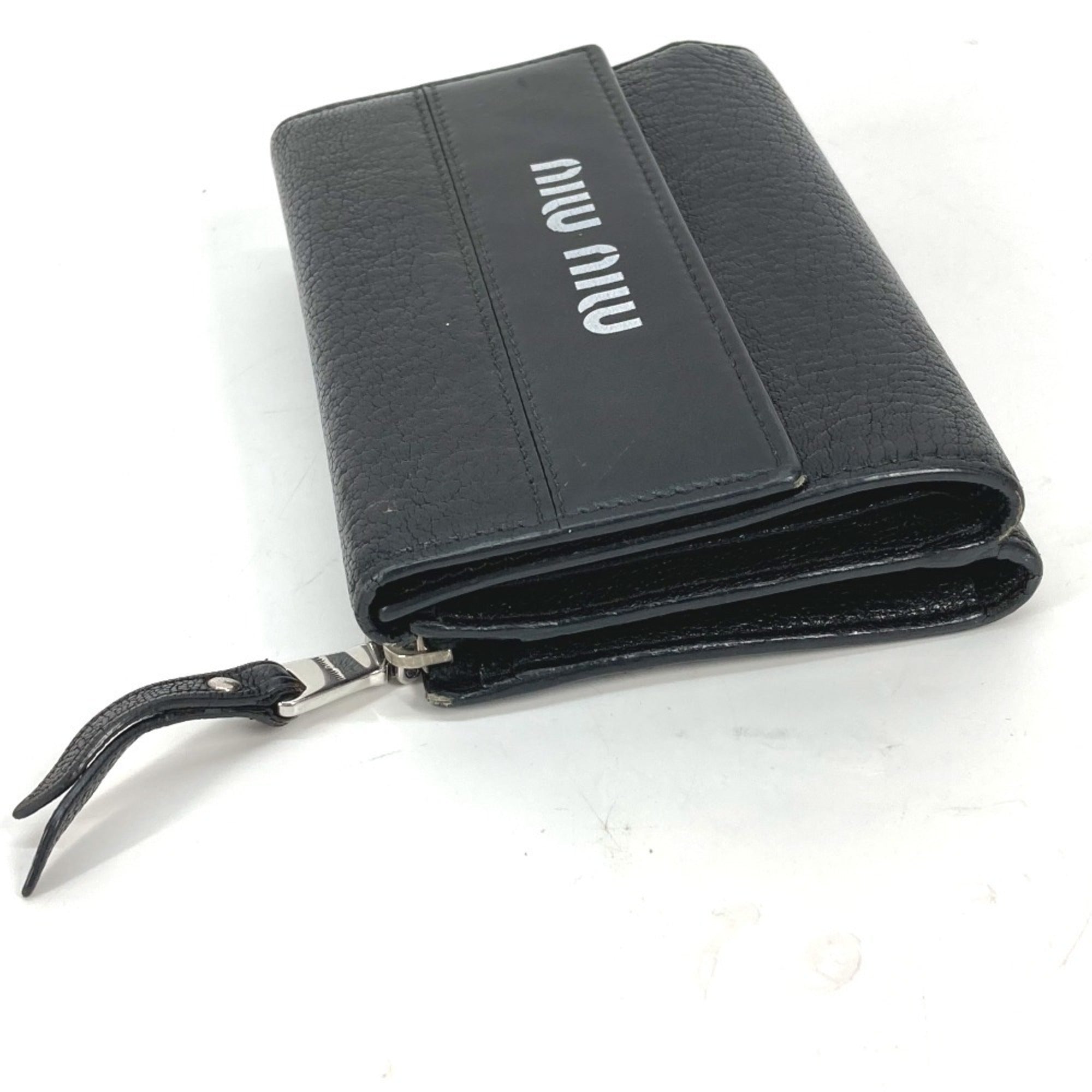 Miu Miu Black White Leather Wallet (Tri-Fold) (Pre-Owned)