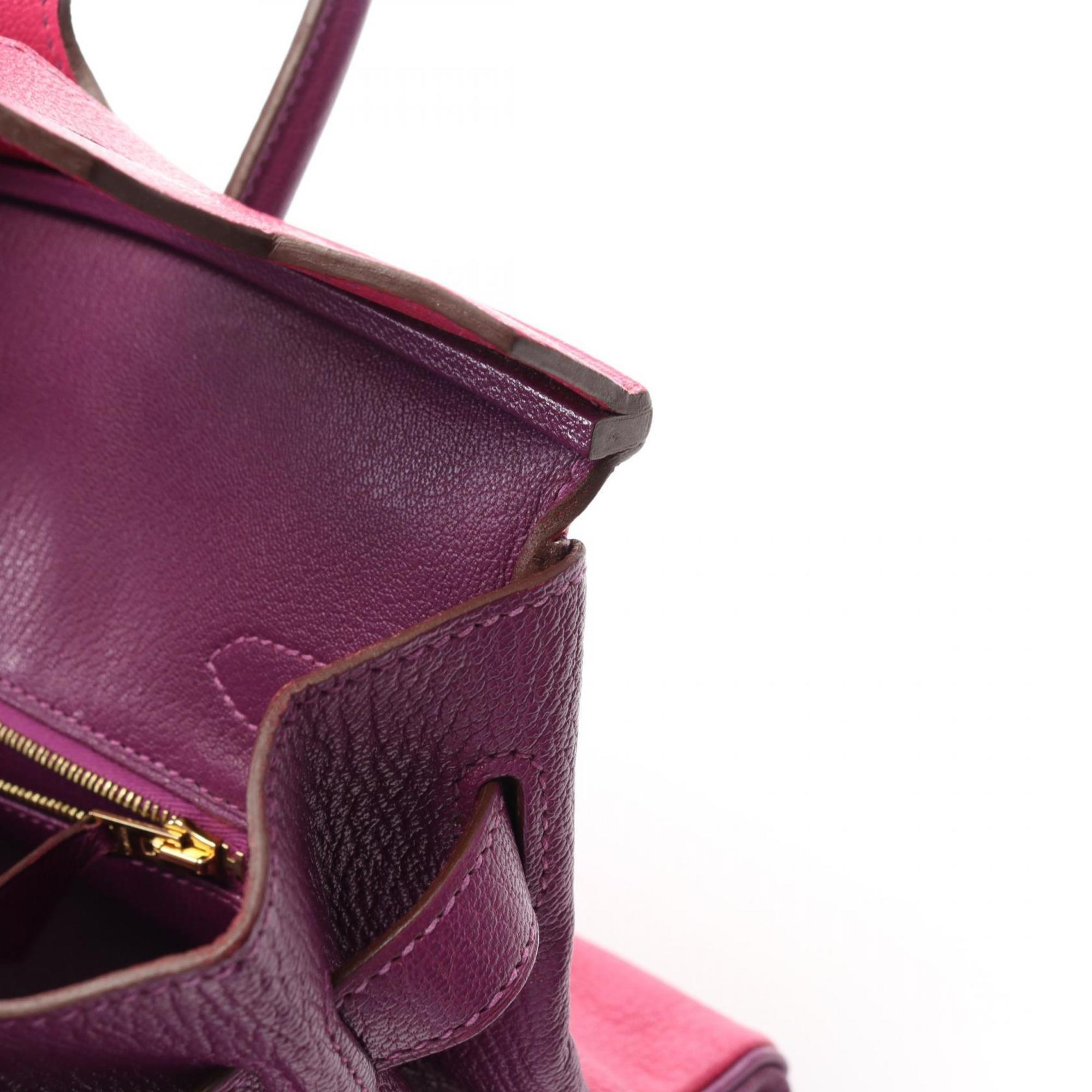 Hermes Birkin Anemone Pink Purple Rose Shocking Chevre Leather Handbag (Pre-Owned)