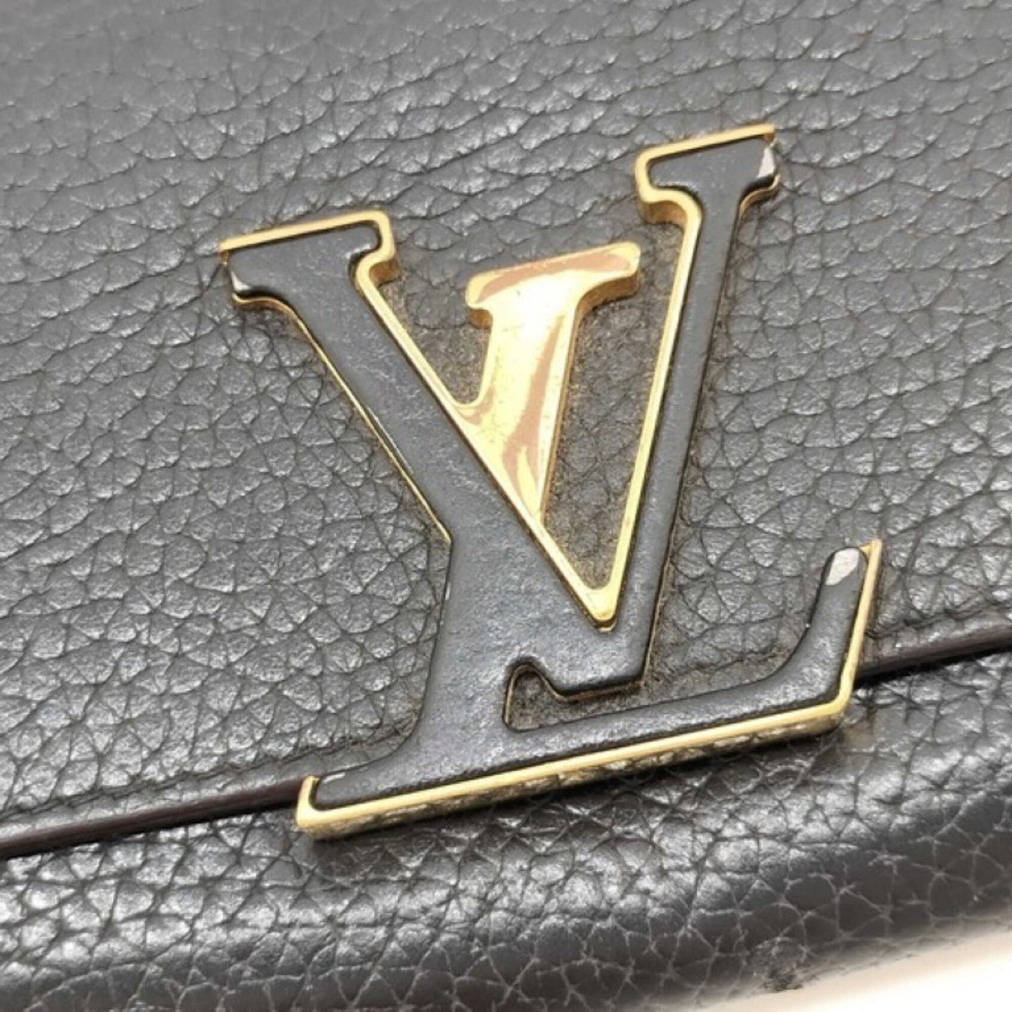 Louis Vuitton Black Noir Leather Long Wallet (Bi-Fold) (Pre-Owned)