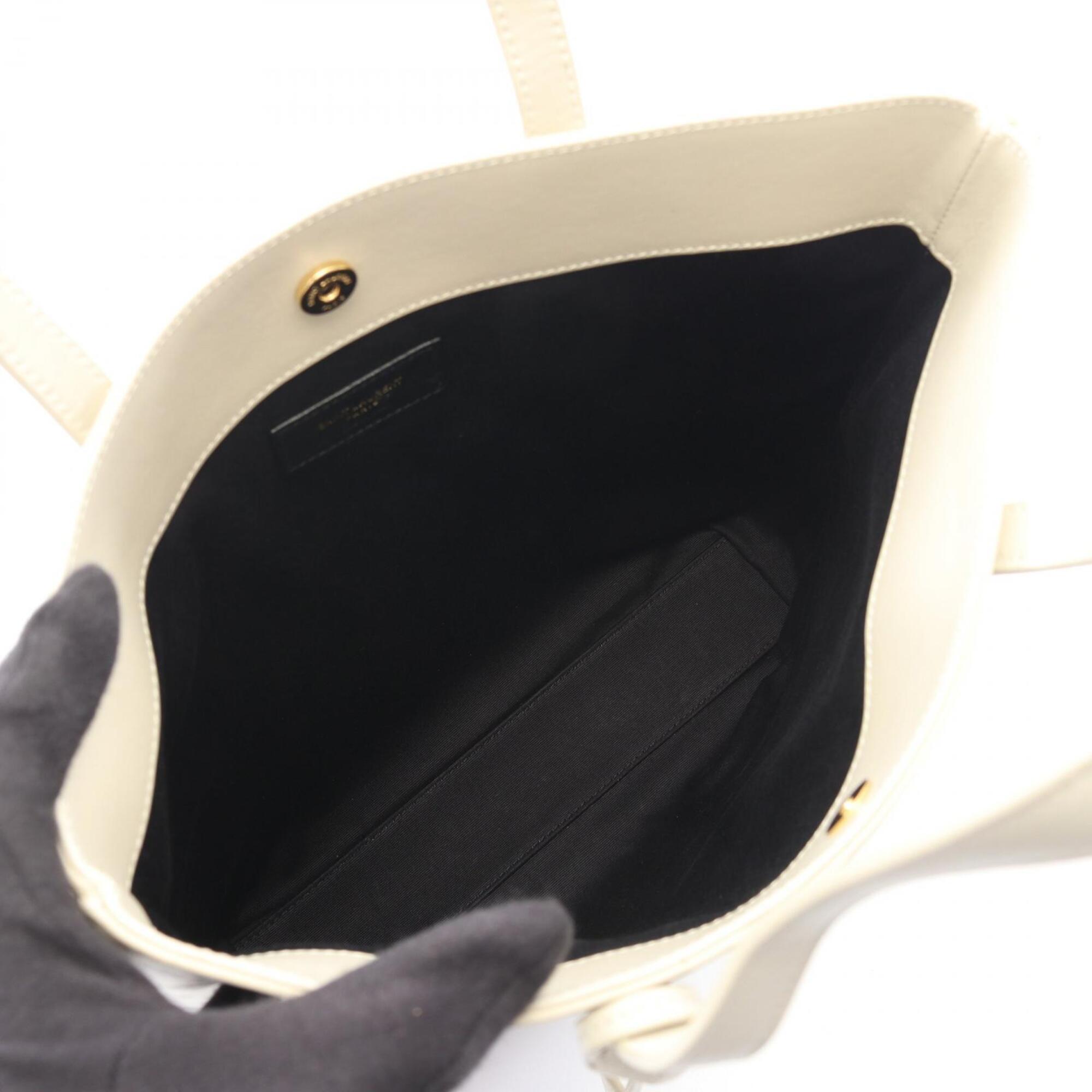 Saint Laurent Black White Leather Handbag (Pre-Owned)