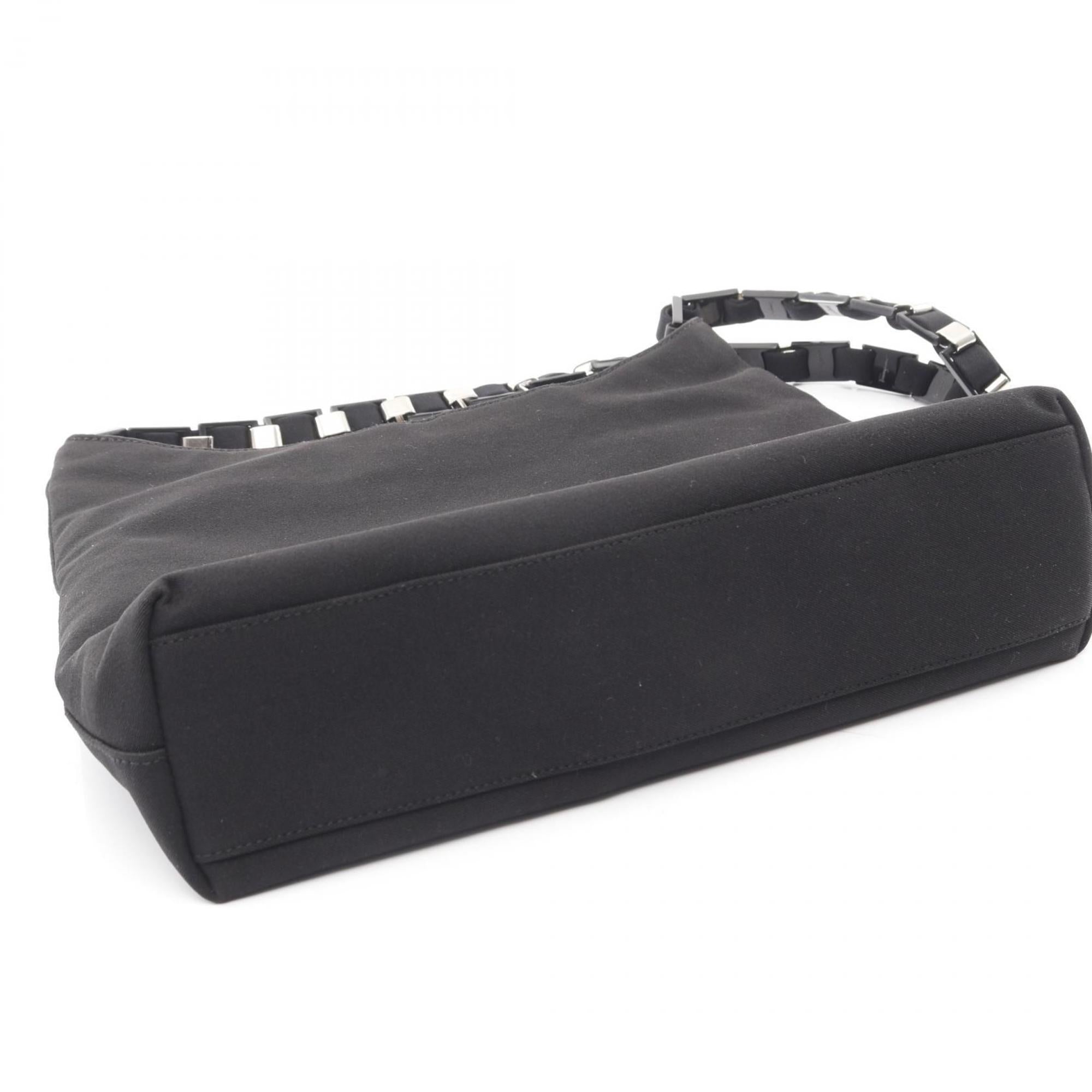 Salvatore Ferragamo Black Canvas Leather Shoulder Bag (Pre-Owned)