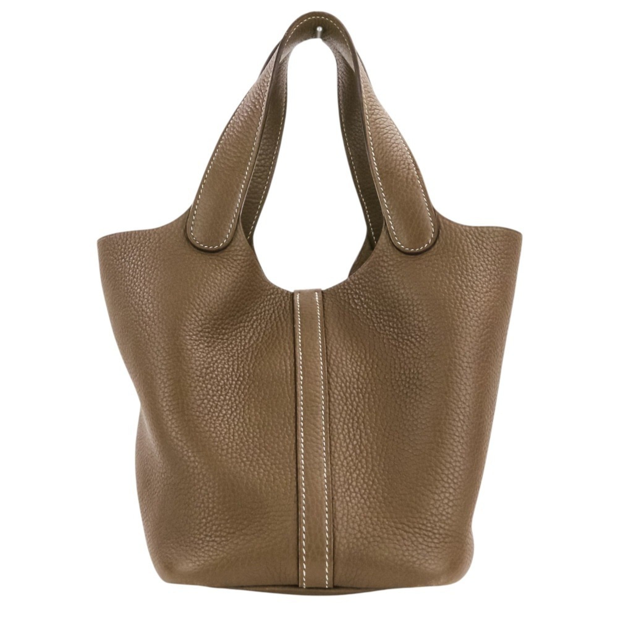 Hermes Etoupe Gray Taurillon Clemence Leather Handbag Tote Bag (Pre-Owned)