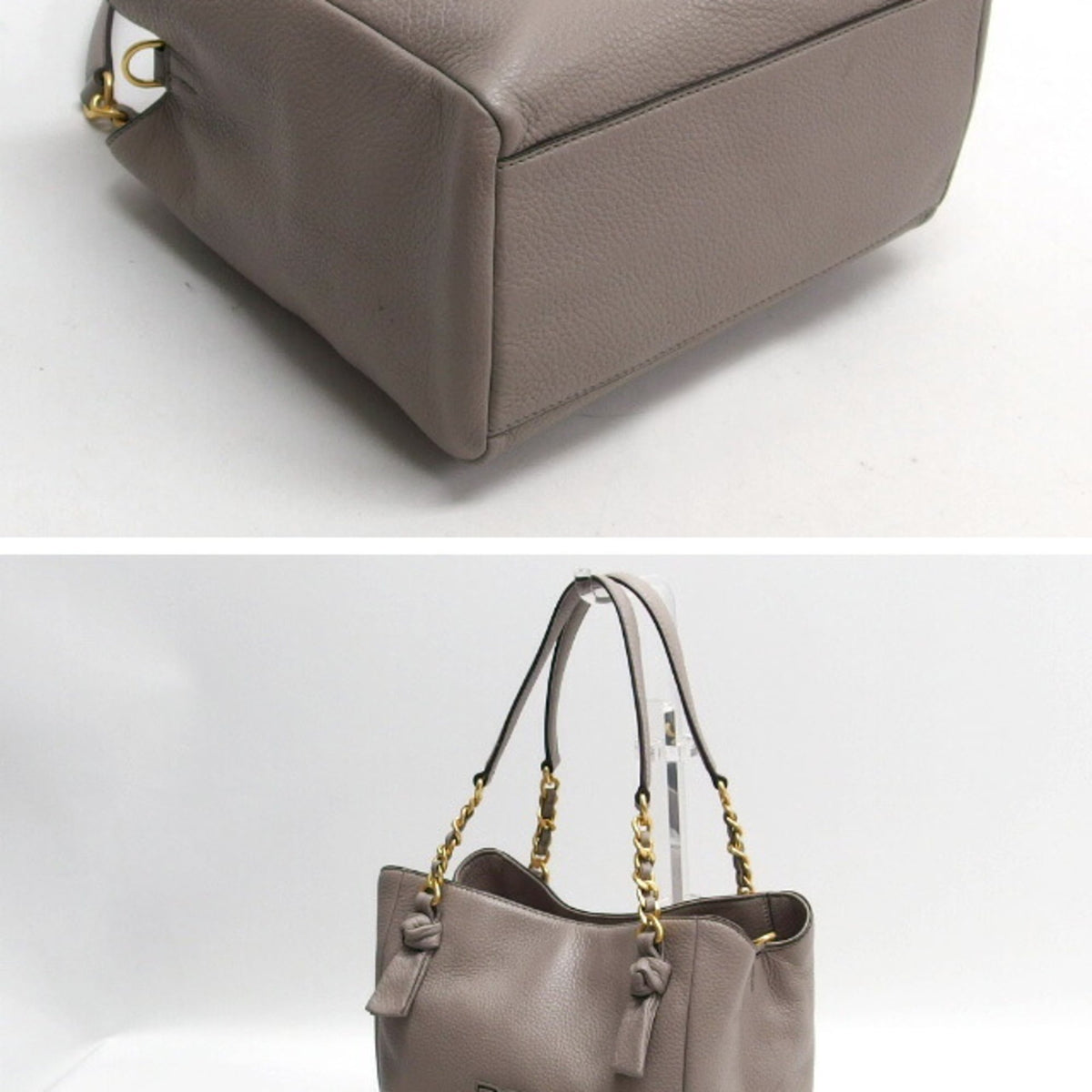Tory Burch Gray Leather Handbag Shoulder Bag (Pre-Owned)