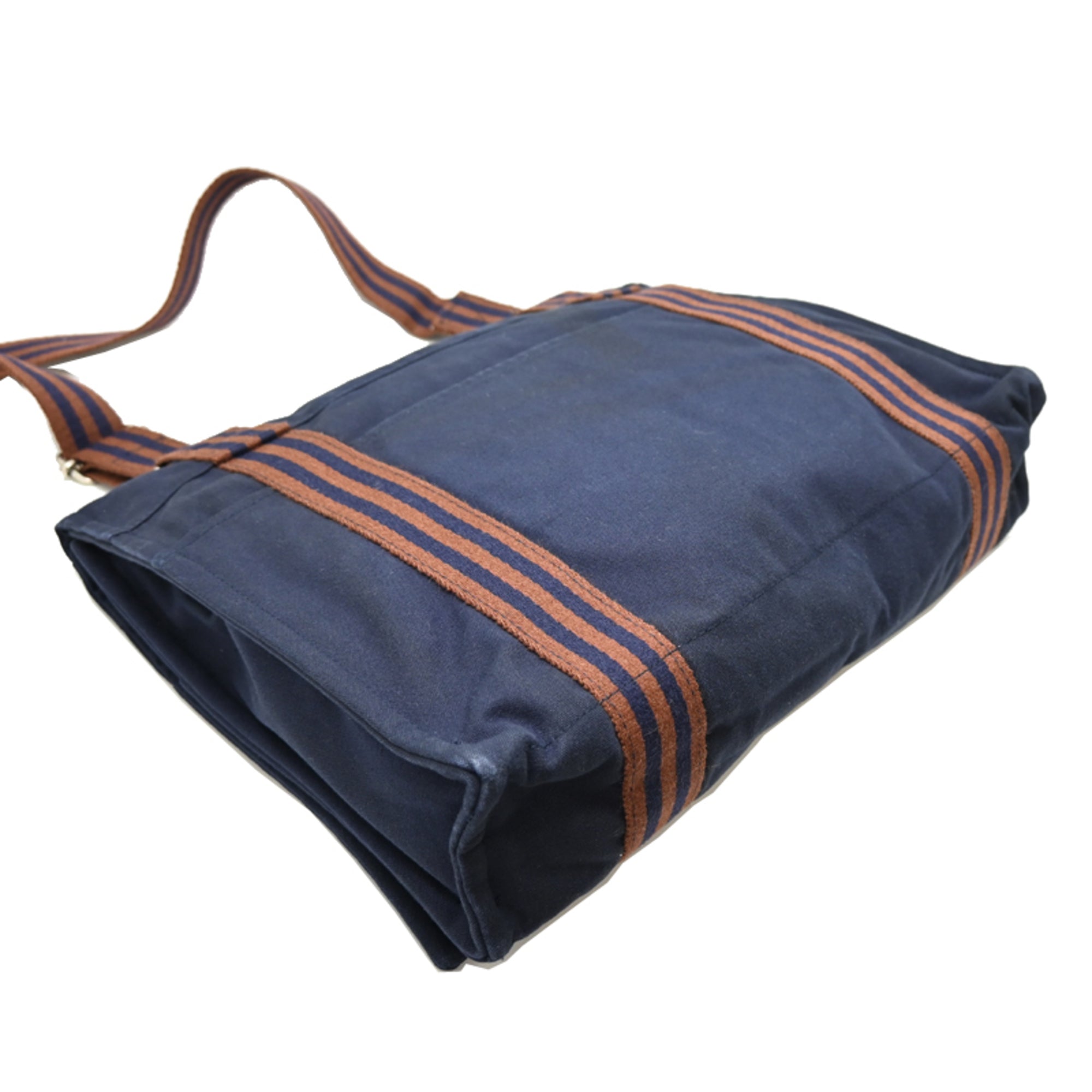 Hermes Brown Navy Cotton Shoulder Bag (Pre-Owned)