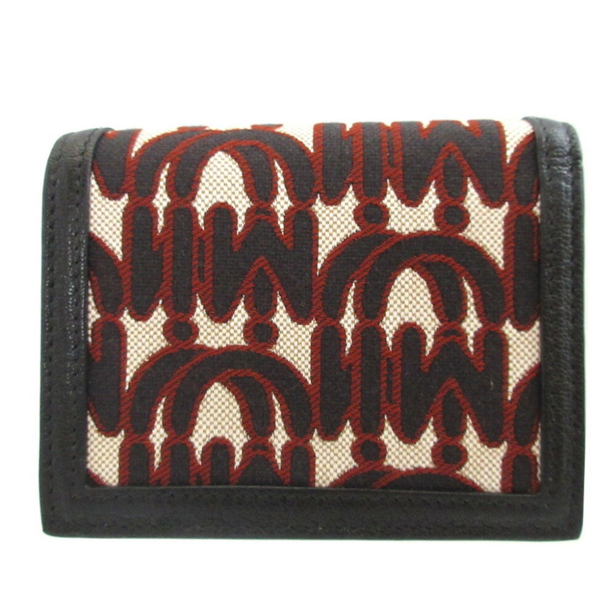 Miu Miu Black Canvas Leather Middle Wallet (Tri-Fold) (Pre-Owned)