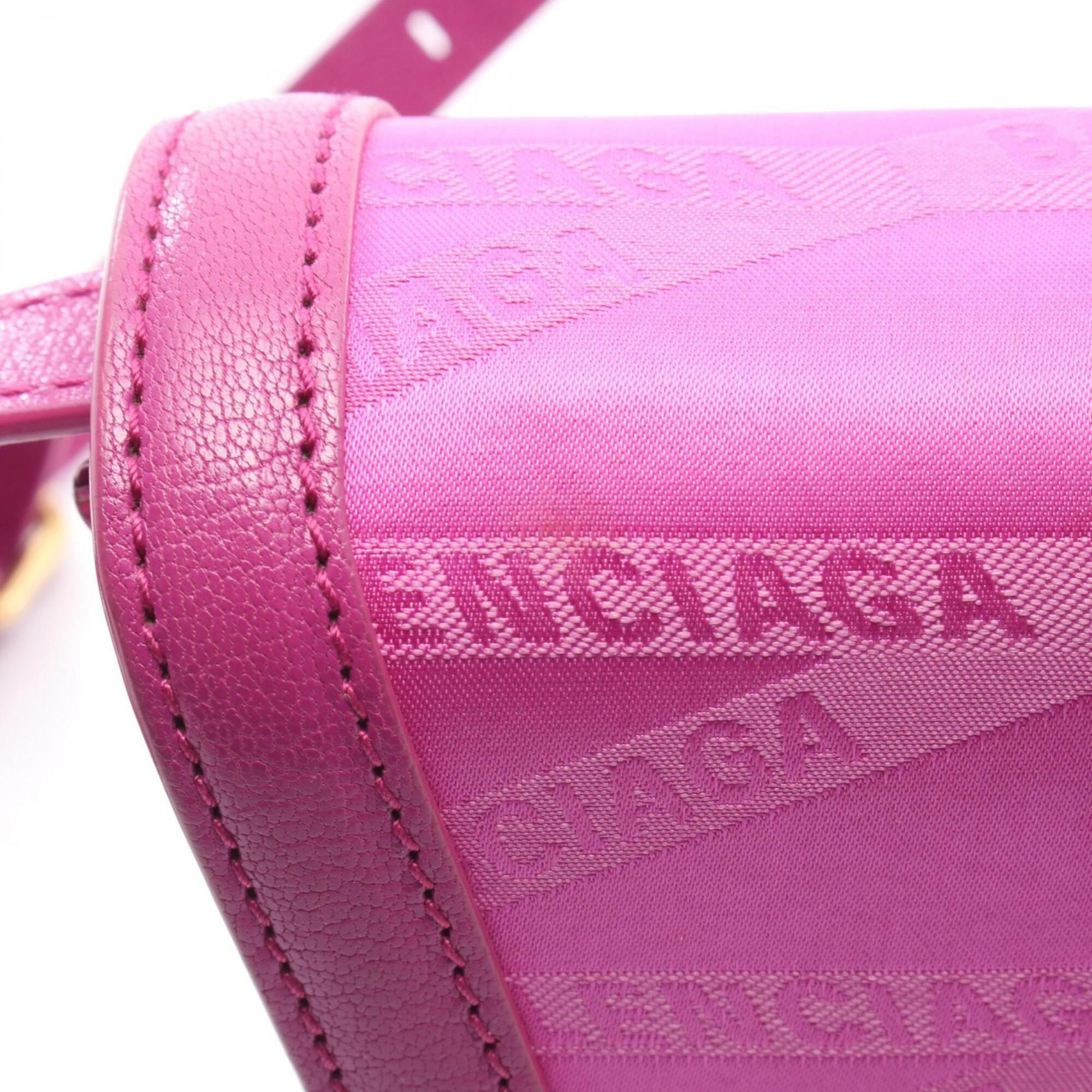 Balenciaga Pink Leather Canvas Handbag Shoulder Bag (Pre-Owned)