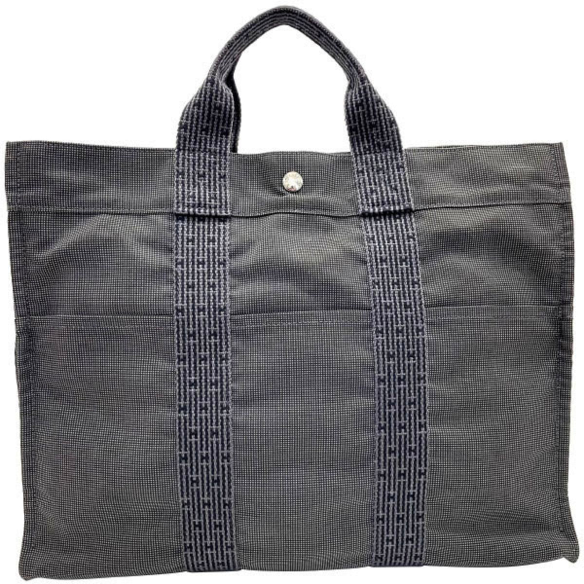 Hermes Her Line Gray Nylon Canvas Tote Bag (Pre-Owned)