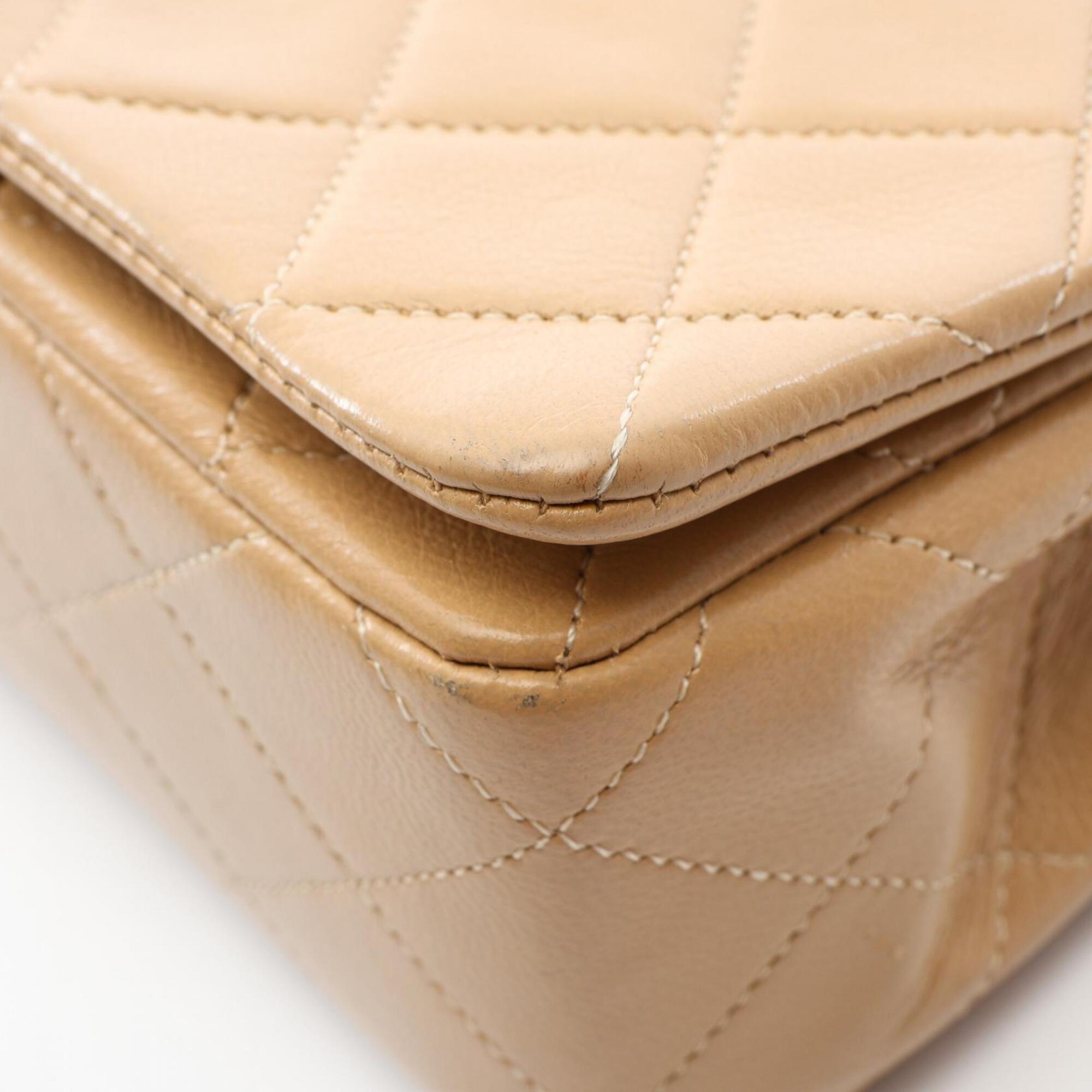 Chanel Beige Leather Handbag Shoulder Bag (Pre-Owned)