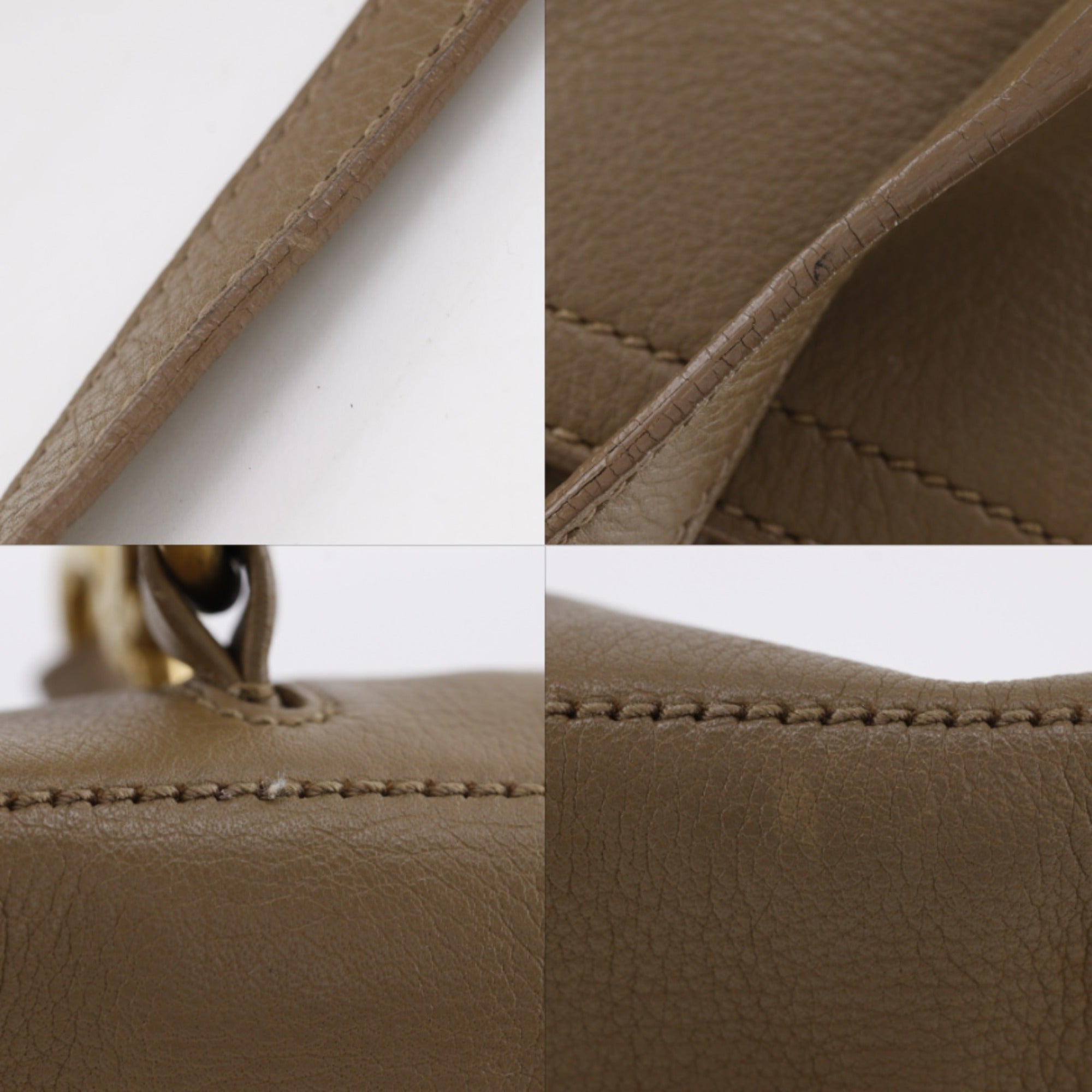 Yves Saint Laurent Brown Pink Leather Canvas Handbag (Pre-Owned)