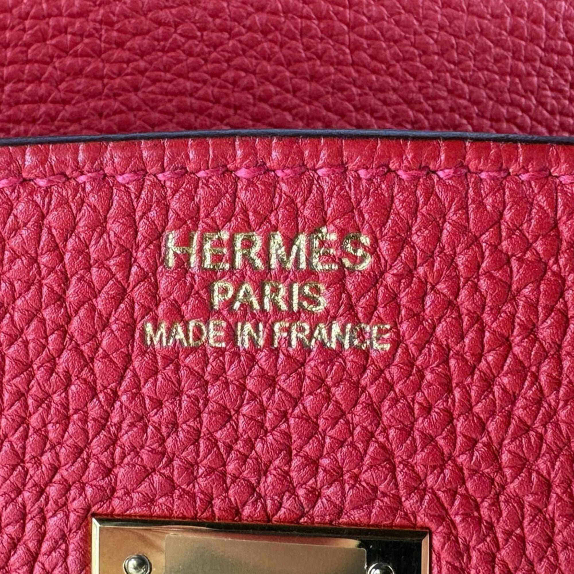 Hermes Rouge Casaque Togo Leather Handbag (Pre-Owned)