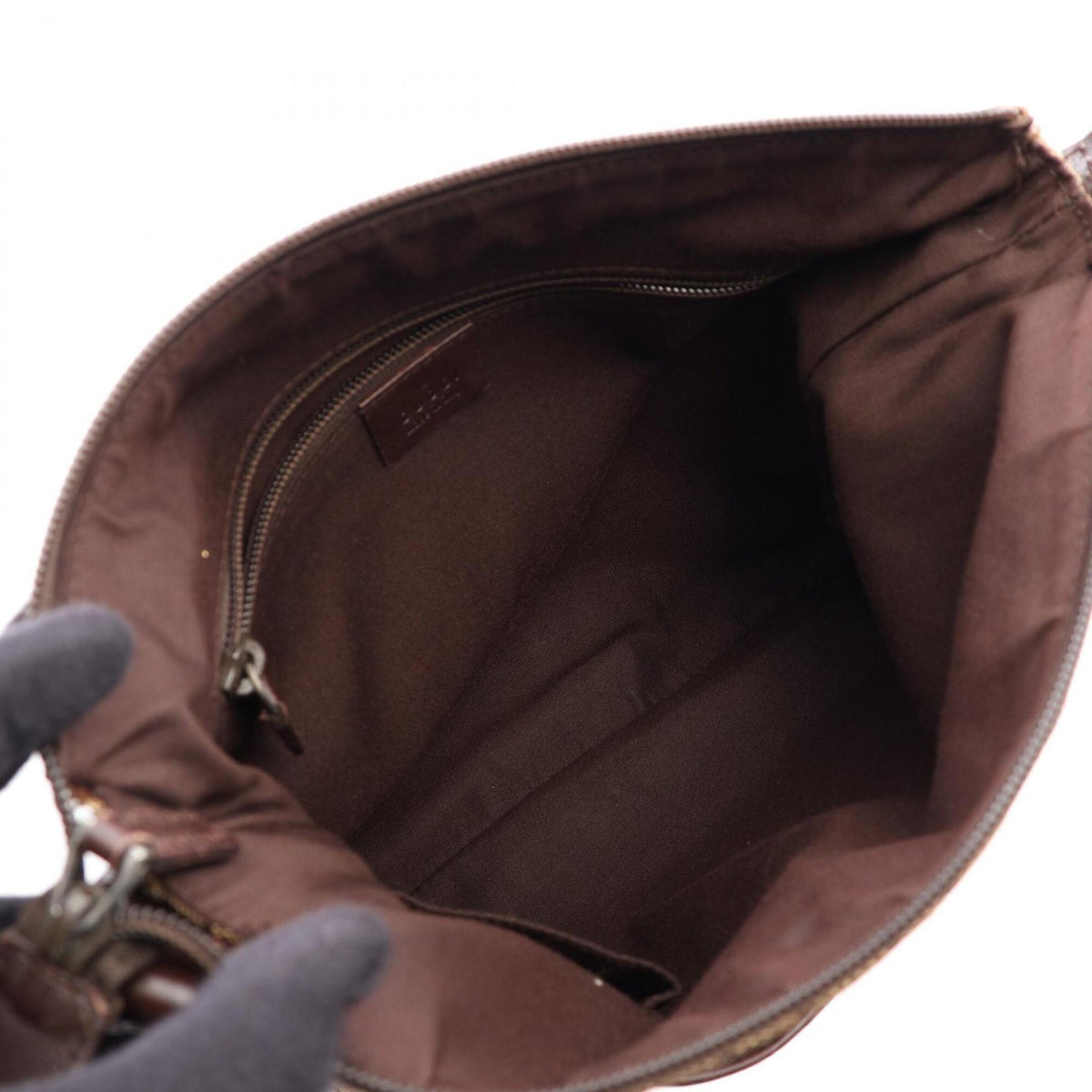 Gucci Beige Brown Canvas Leather Handbag Shoulder Bag (Pre-Owned)