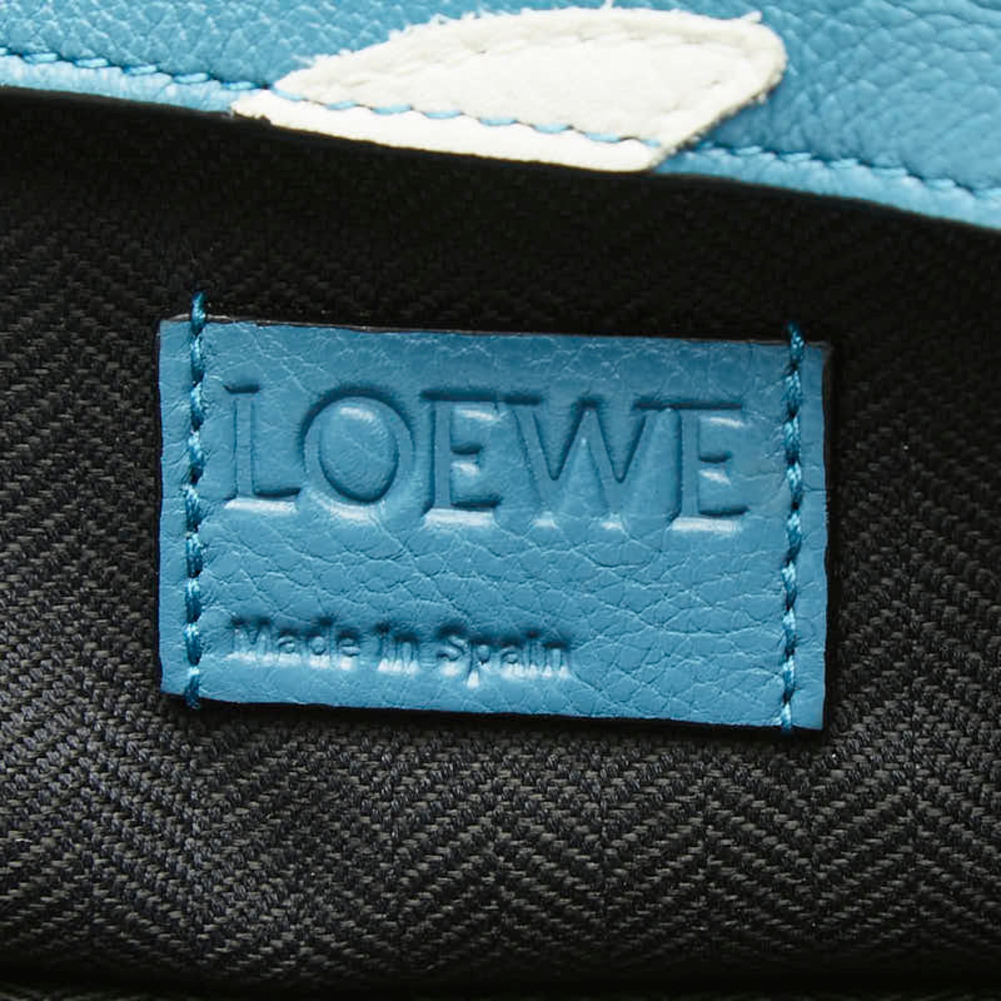 Loewe Black Blue White Leather Clutch Bag Pouch (Pre-Owned)
