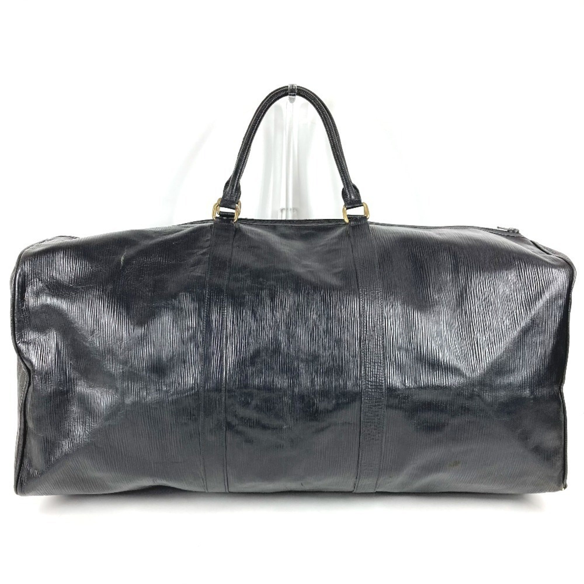 Fendi Black Leather Boston Bag Handbag (Pre-Owned)