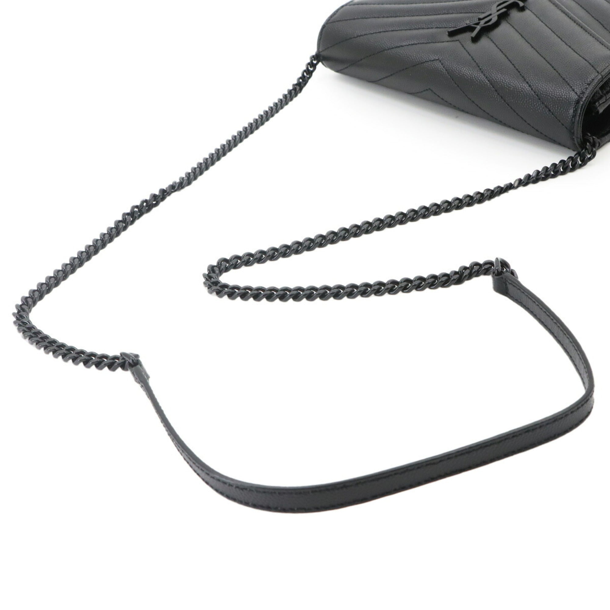 Saint Laurent Black Leather Chain/Shoulder Wallet (Pre-Owned)