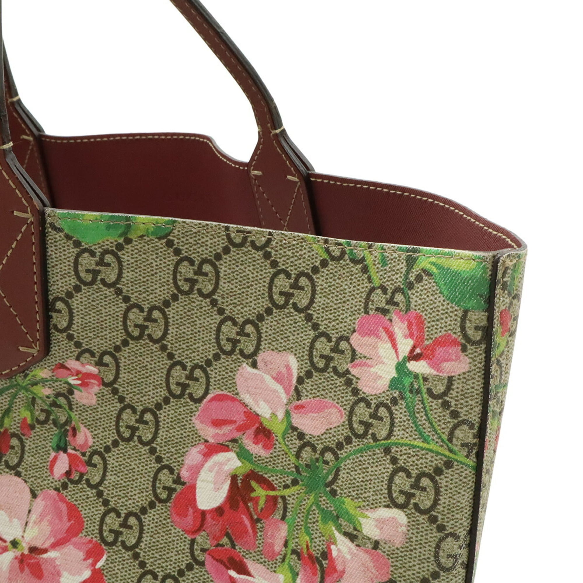 Gucci Beige Multi-Color Pink Gg Supreme Canvas Leather Shoulder Bag Tote Bag (Pre-Owned)