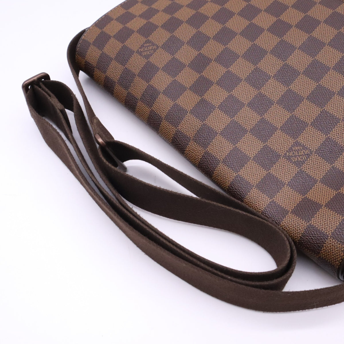 Louis Vuitton Beige Brown Coated Canvas Leather Shoulder Bag (Pre-Owned)